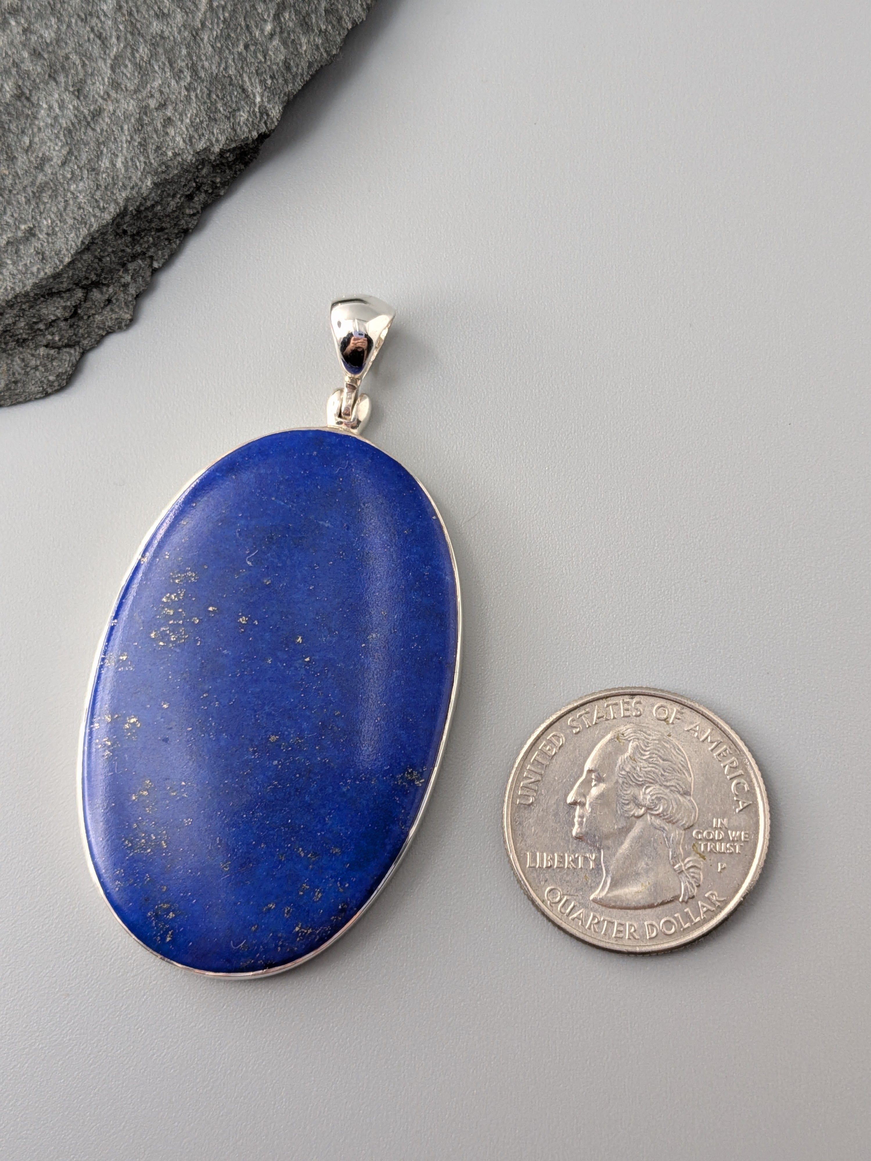 •LAPIS OVAL• sterling silver pendant