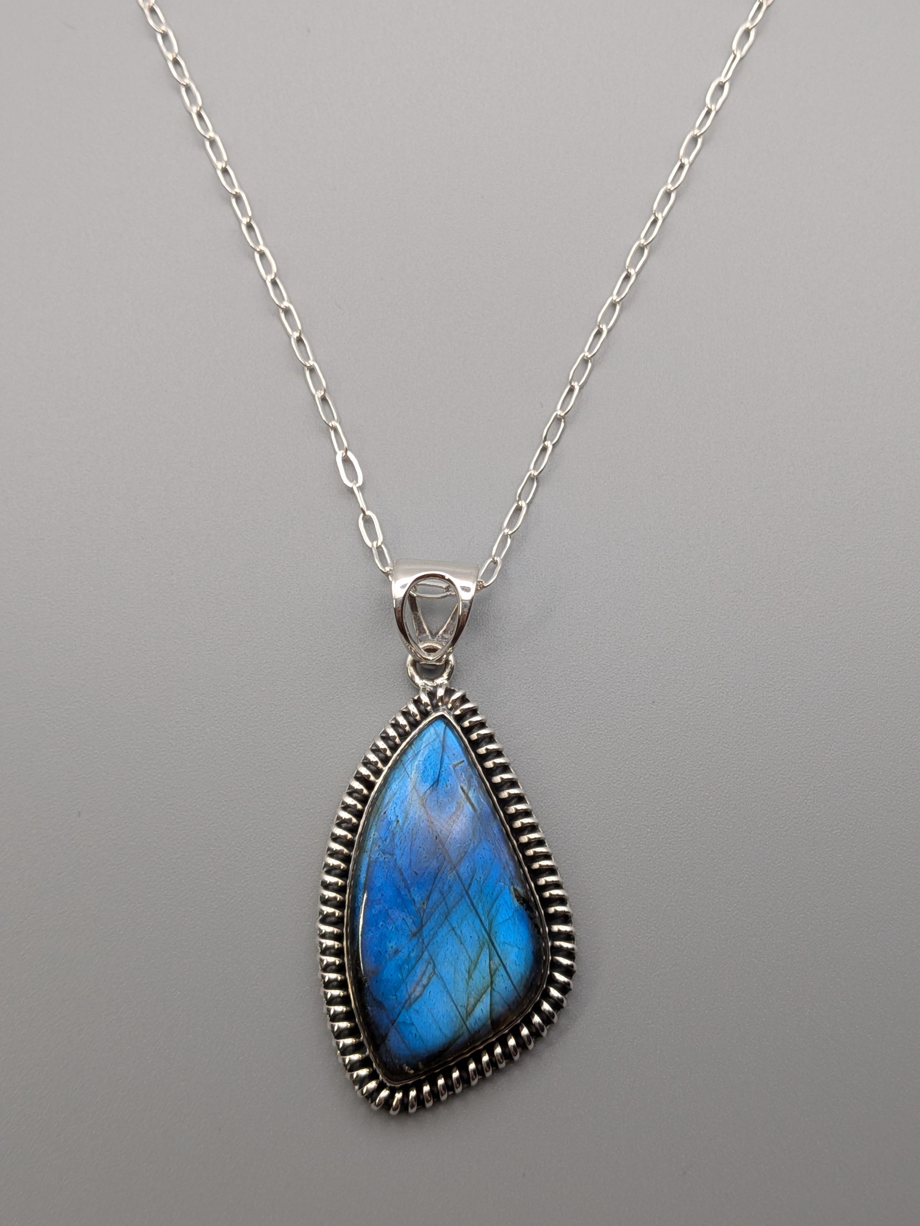•LABRADORITE FREEFORM - COILED• sterling silver pendant