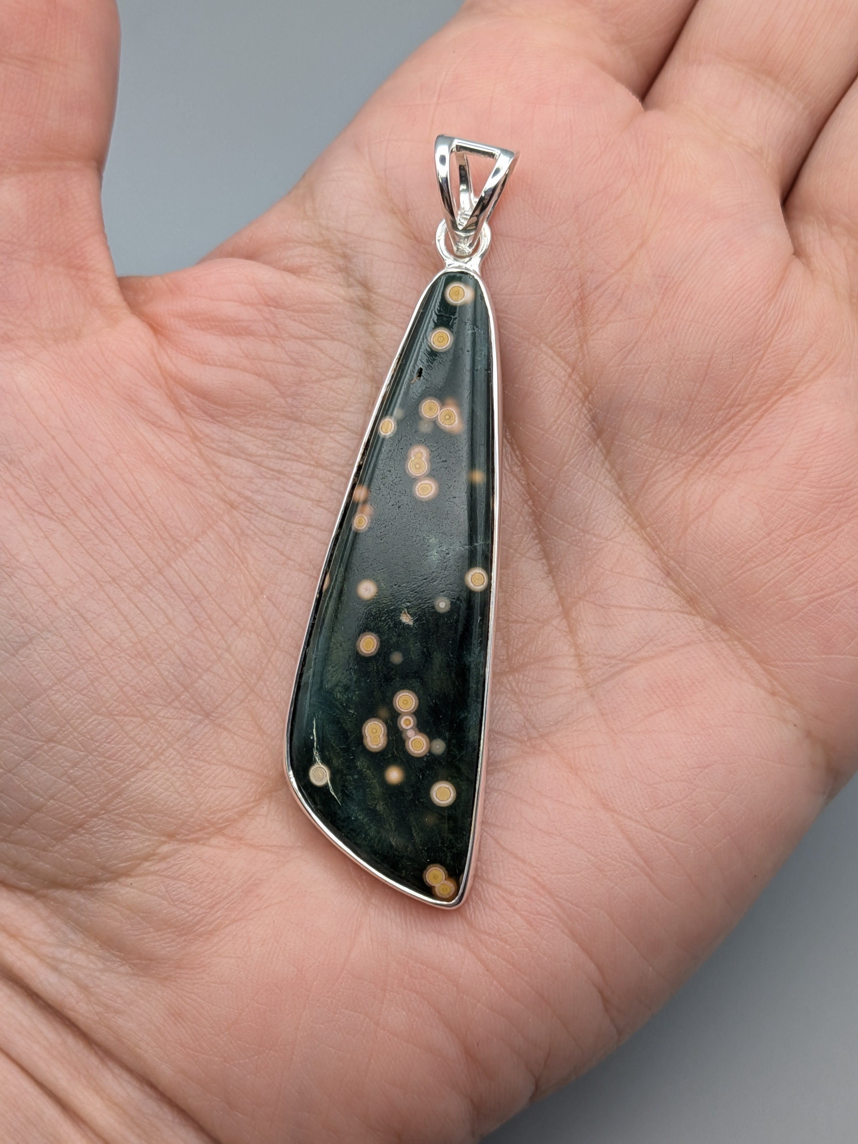 •OCEAN JASPER - FREEFORM• sterling silver pendant
