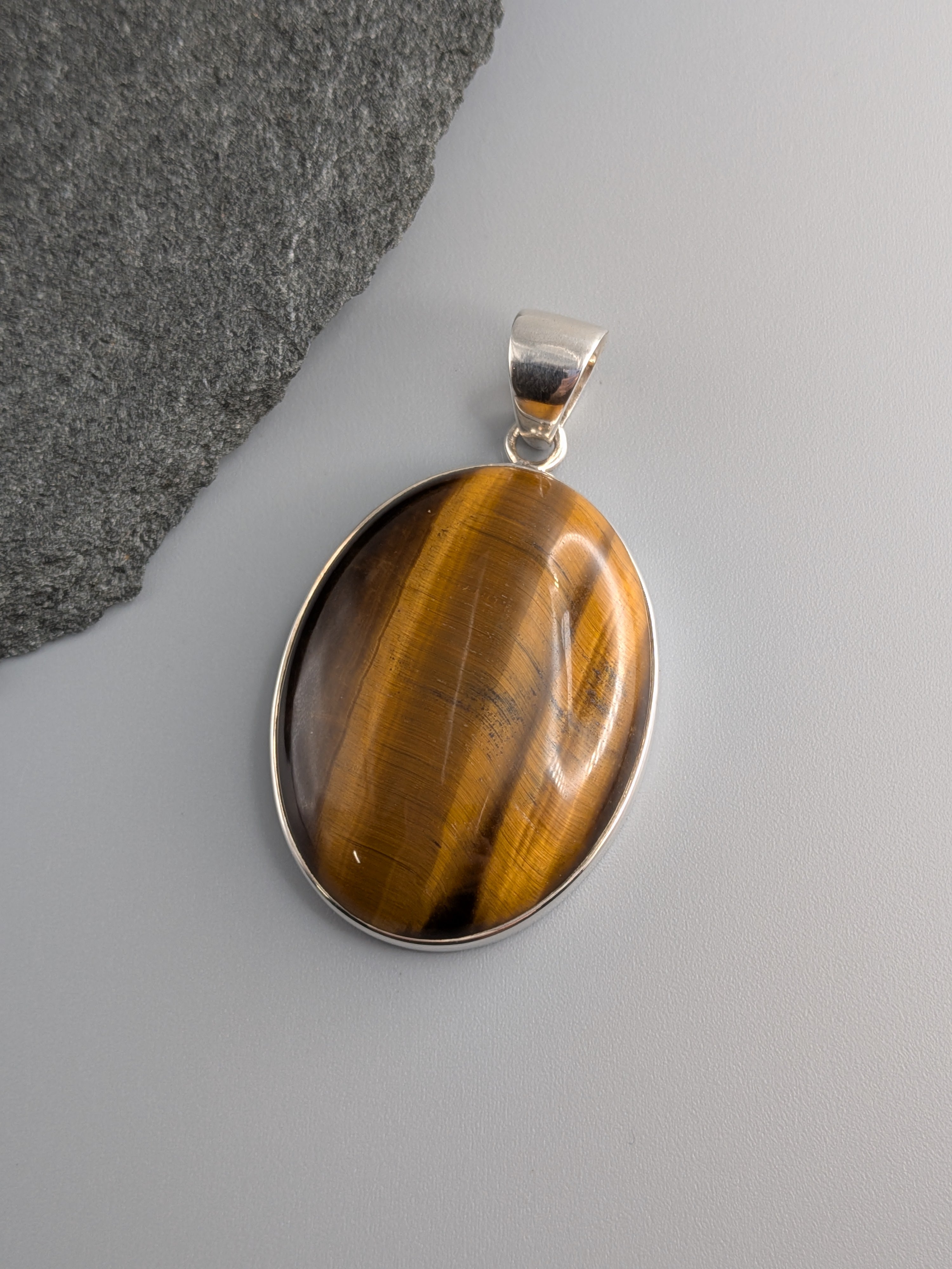 •TIGER'S EYE - OVAL 1• sterling silver pendant