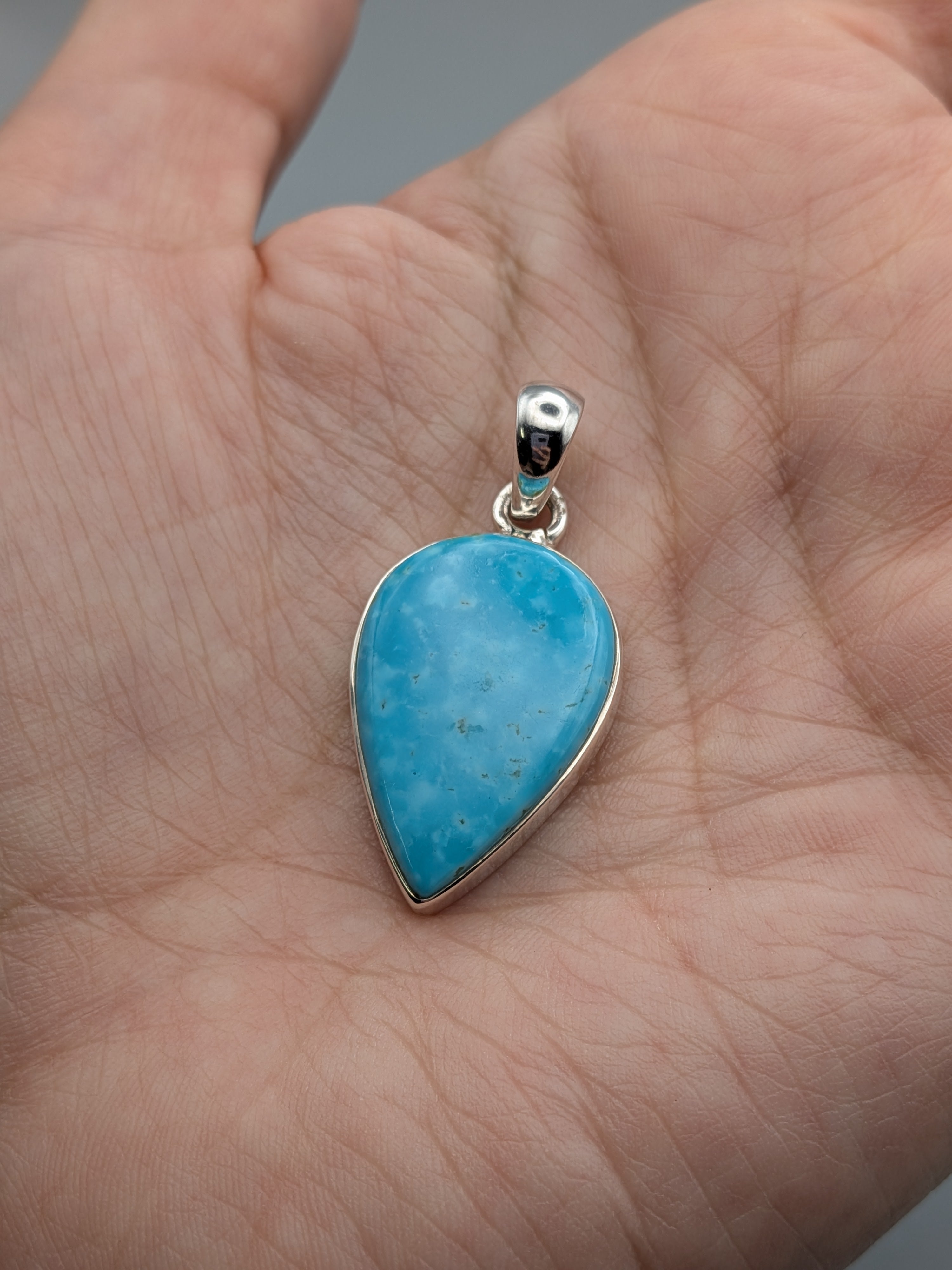 •MEXICAN TURQUOISE SPEAR TEAR• sterling silver pendant