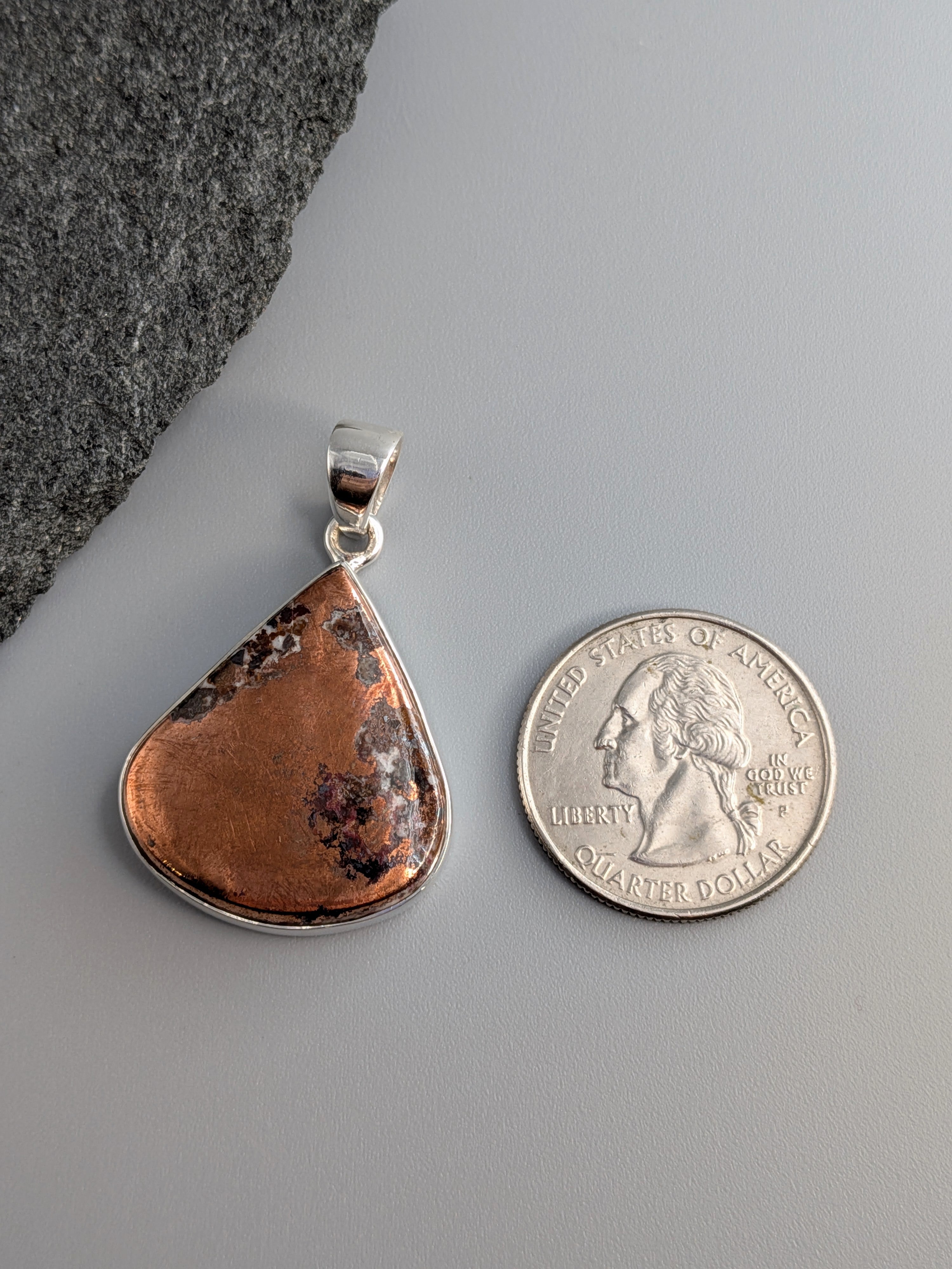 •COPPER IN MATRIX - TEARDROP• sterling silver pendant