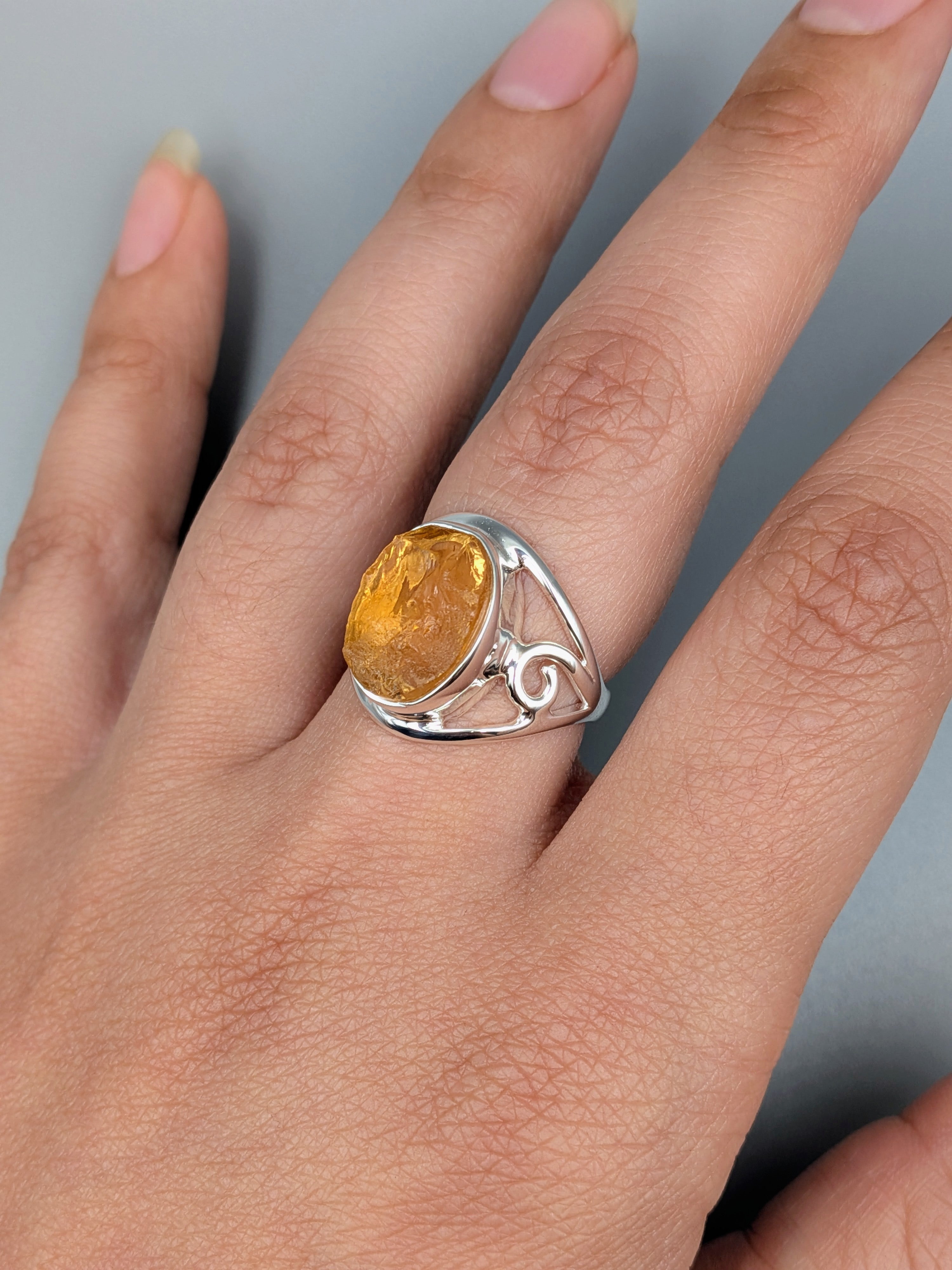 •CITRINE - CLARA• decorative band silver ring (various sizes)