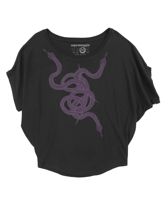 •TANGLE SNAKES• bamboo/cotton blend dolman top (USA)