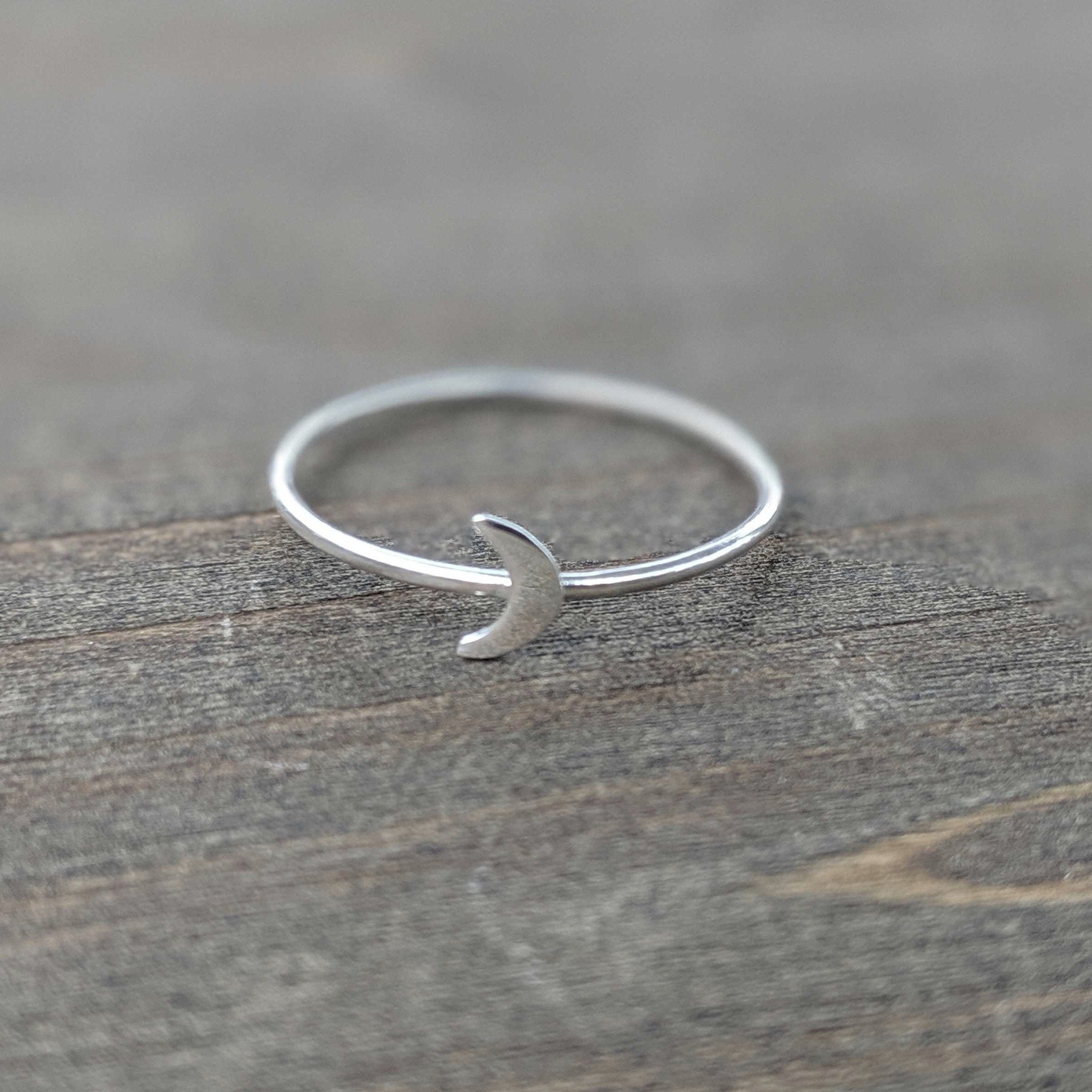 •TINY CRESCENT• sterling silver moon ring