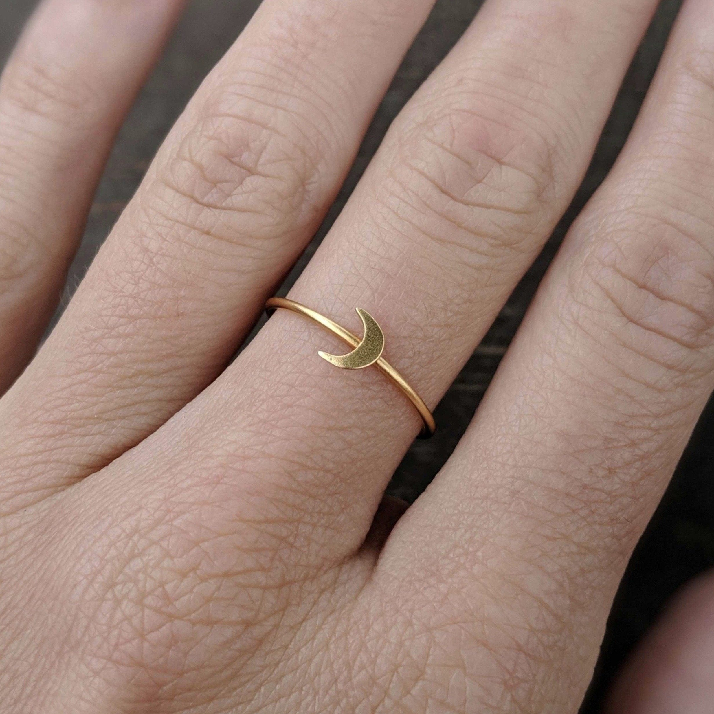 •TINY MOON• matte gold vermeil ring