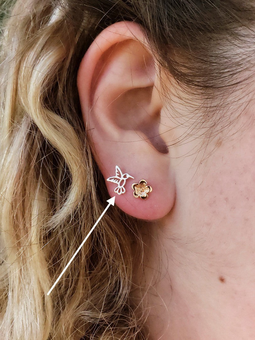 •HUMMINGBIRD• recycled silver stud earrings