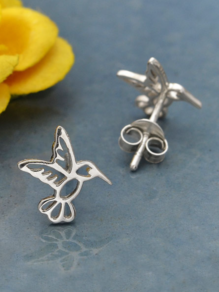 •HUMMINGBIRD• recycled silver stud earrings