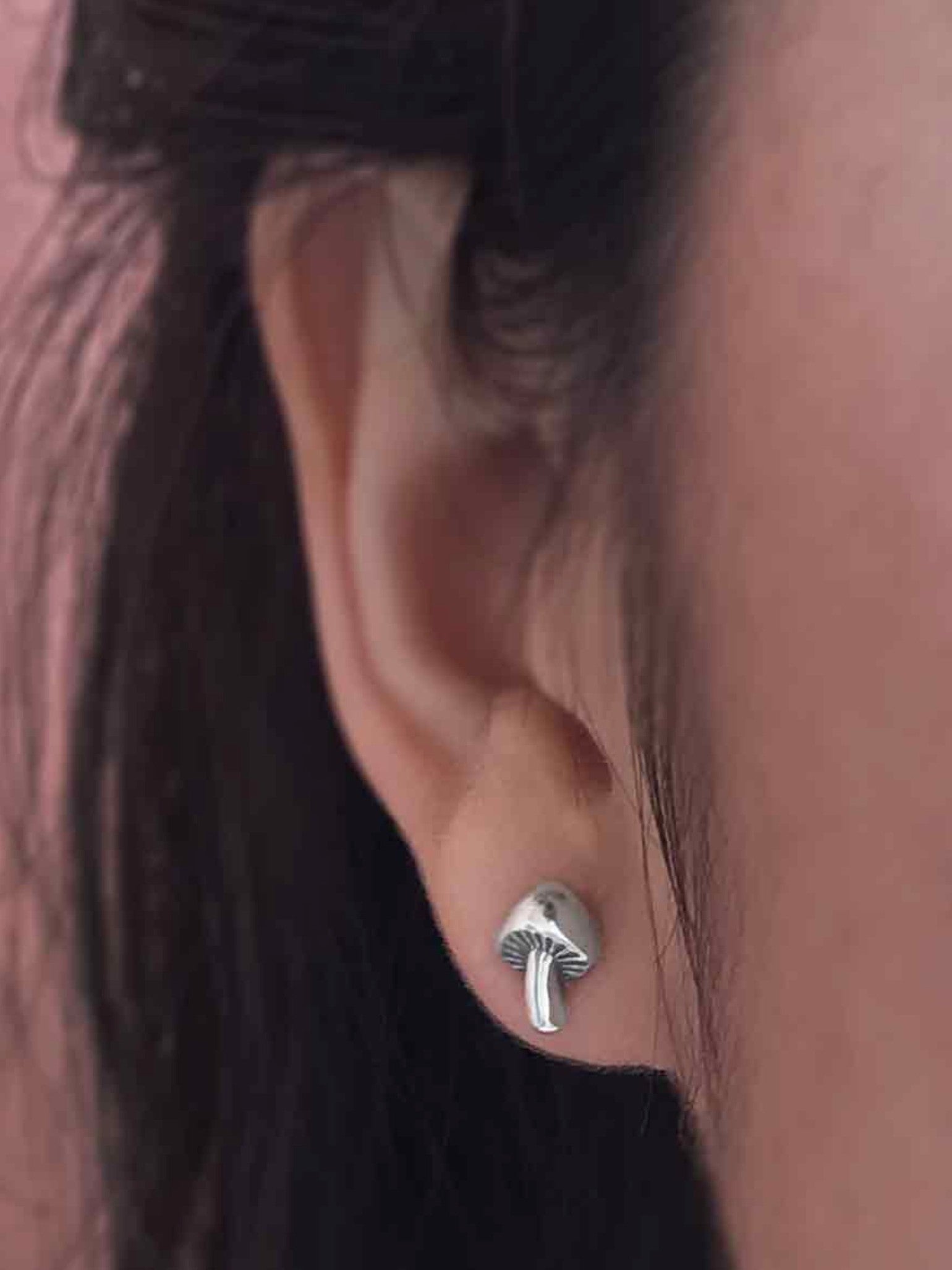 •LIL' MUSHROOM• recycled silver stud earrings
