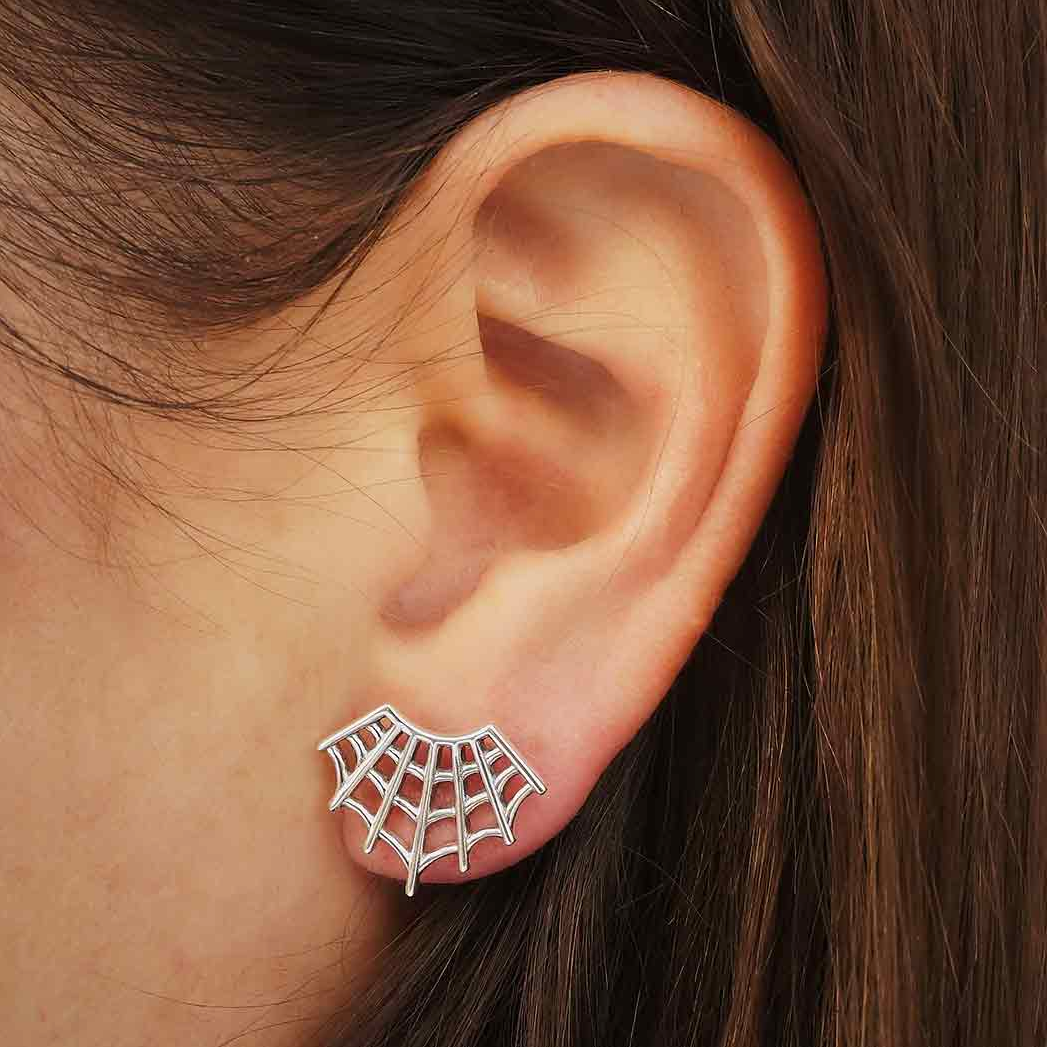 •SPIDER WEB• silver stud earrings