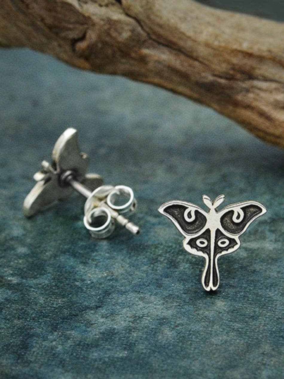 •LIL' LUNA MOTH• recycled silver stud earrings