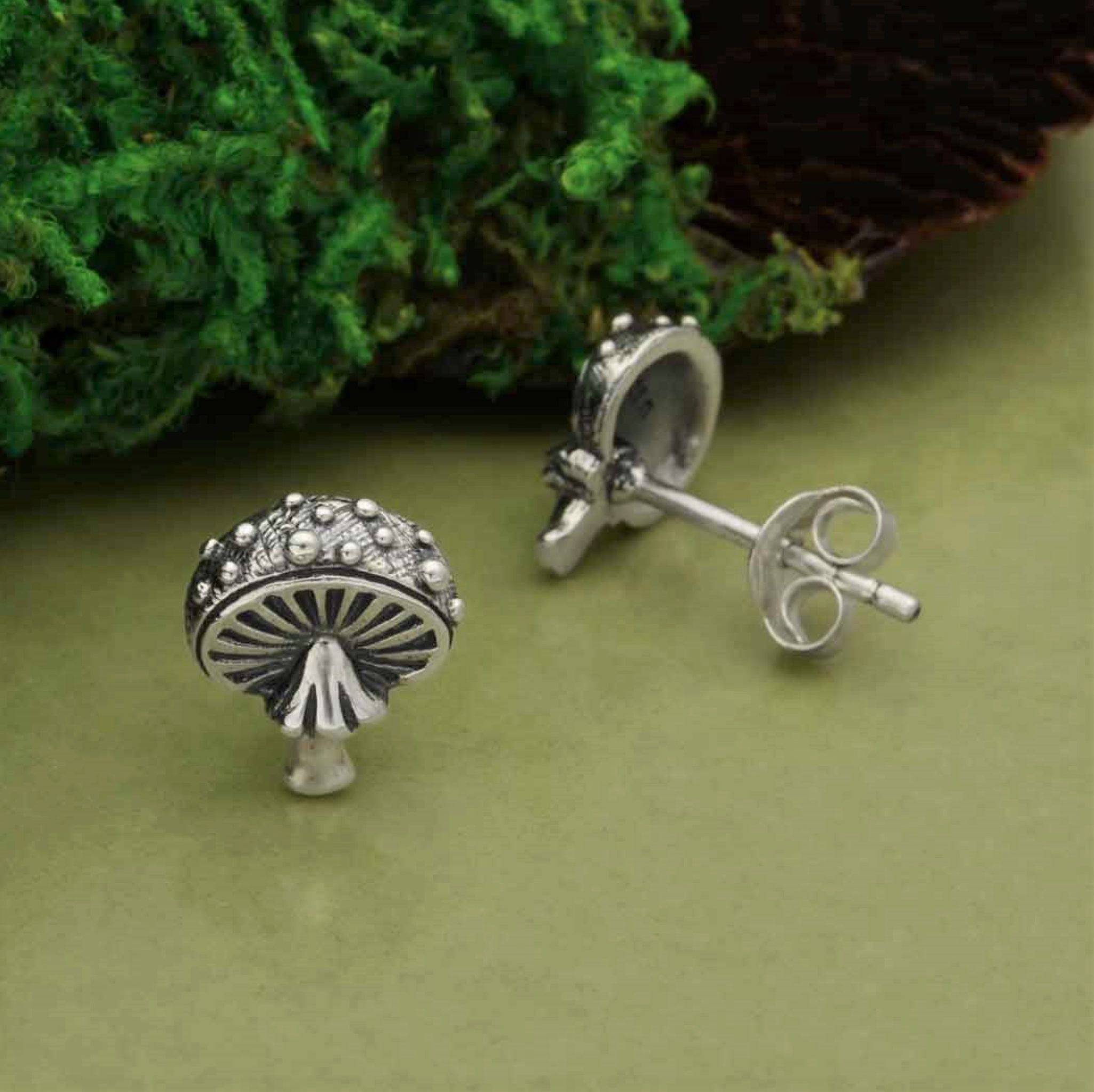 •AGARIC MUSHROOM• silver stud earrings