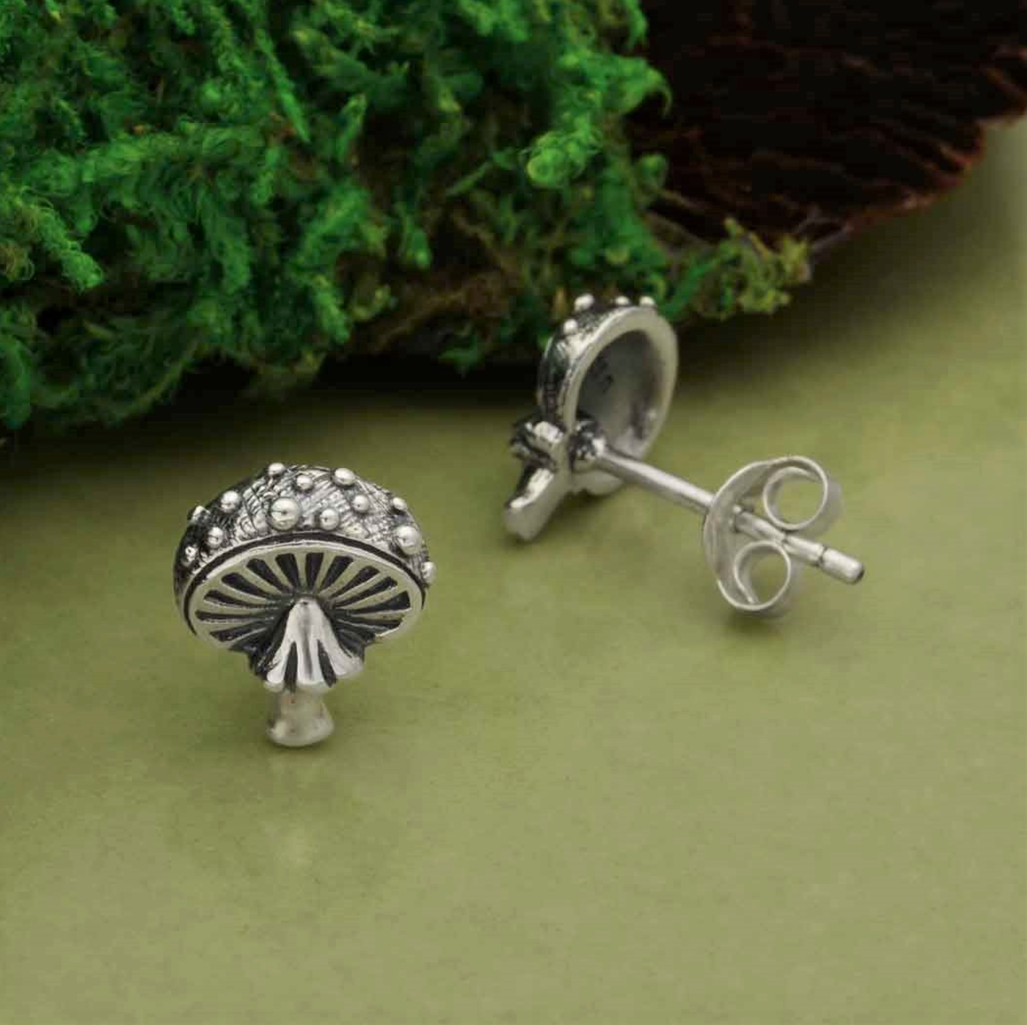 • AGARIC MUSHROOM • silver stud earrings