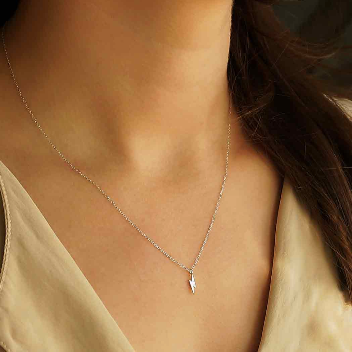•TINY LIGHTNING BOLT• recycled silver necklace