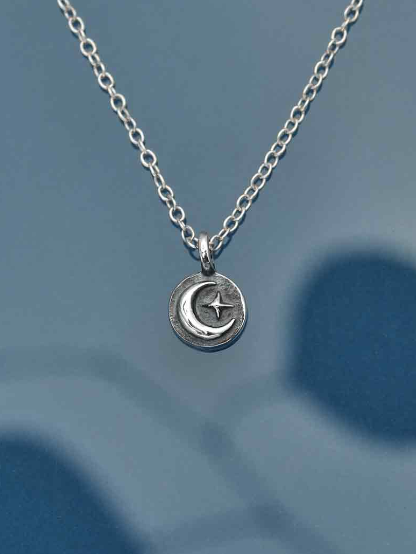 •TINY MOON + STAR COIN• recycled sterling silver necklace