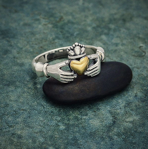 •CLADDAGH• recycled silver + bronze ring