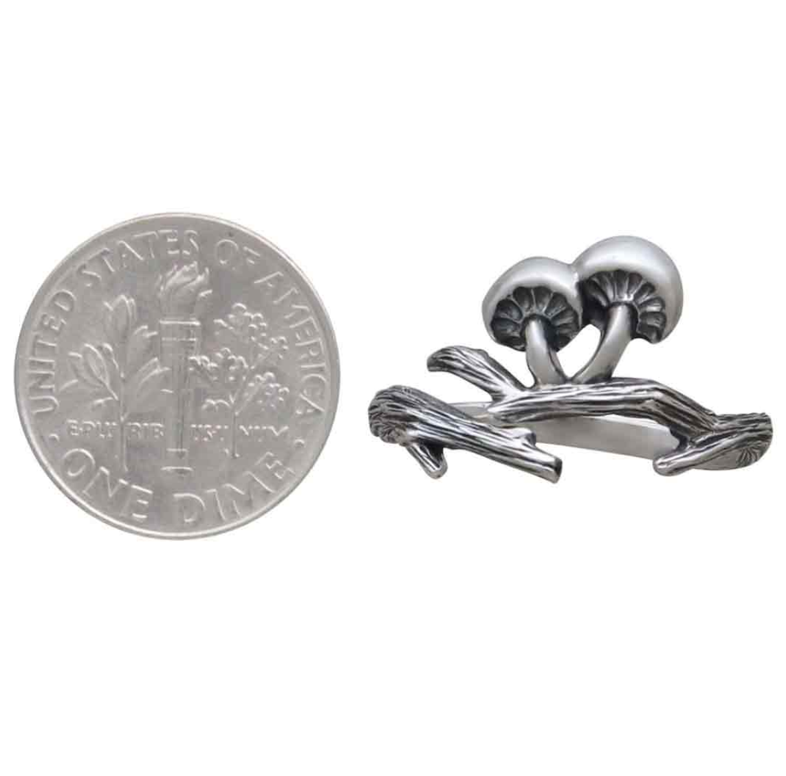 •SHIITAKE MUSHROOM BRANCH• adjustable recycled silver ring