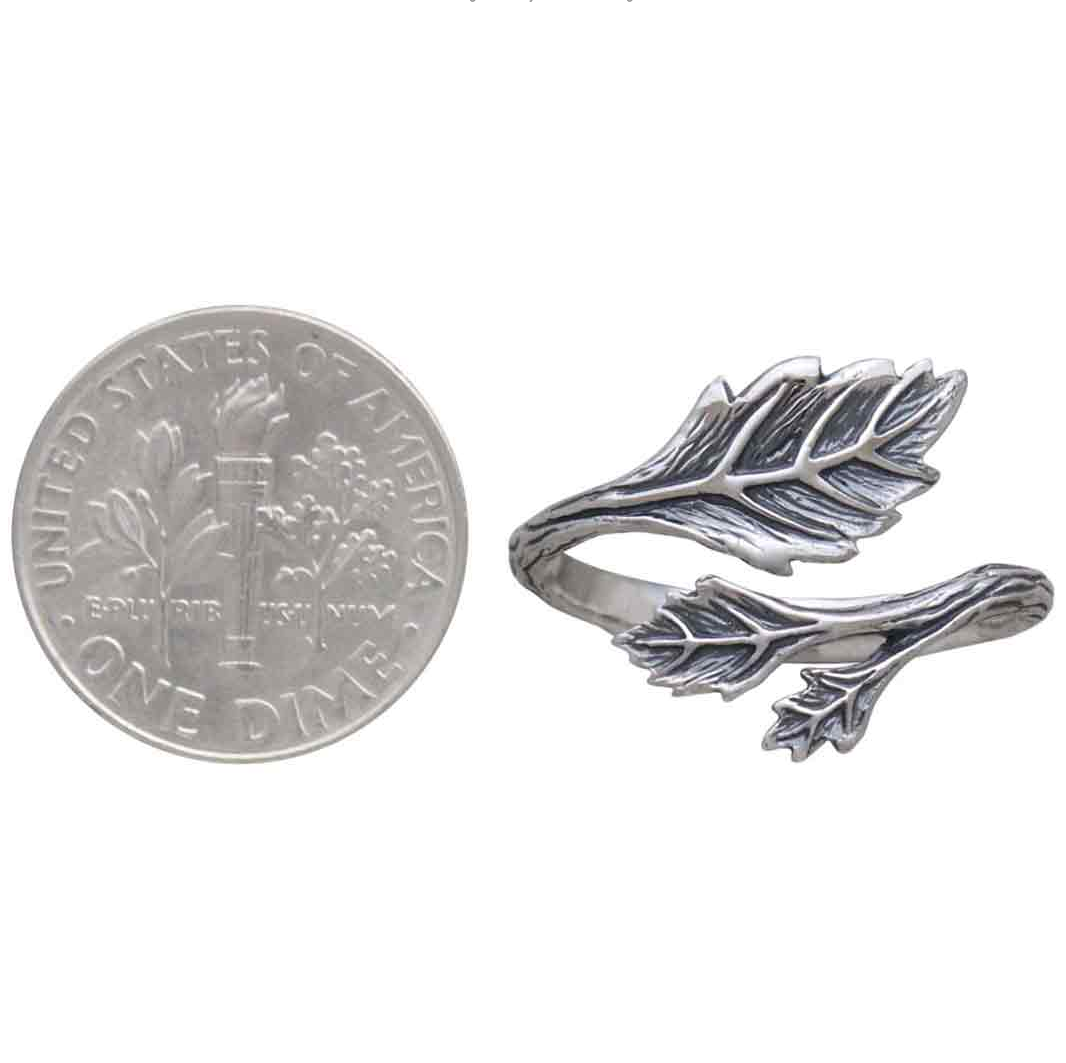 •LEAF WRAP• adjustable recycled silver ring