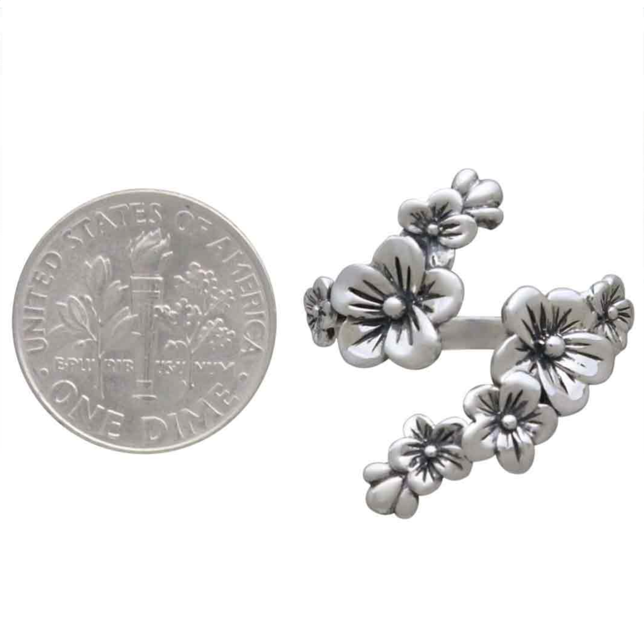 •CHERRY BLOSSOM• adjustable recycled silver ring