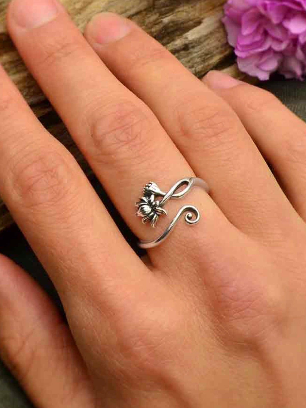 •LOTUS & FRUIT• adjustable recycled silver ring
