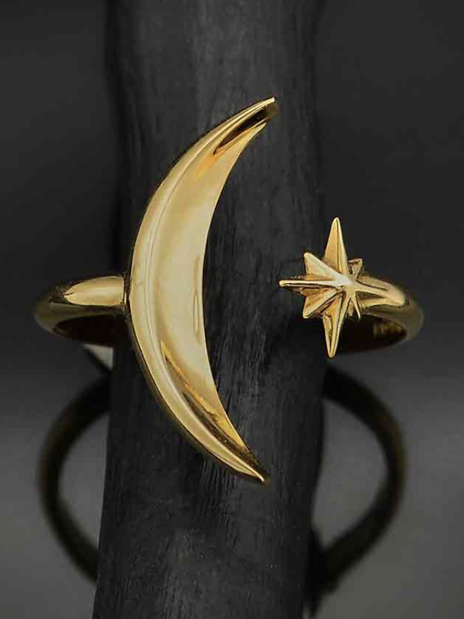 •MOON & STAR• adjustable bronze ring