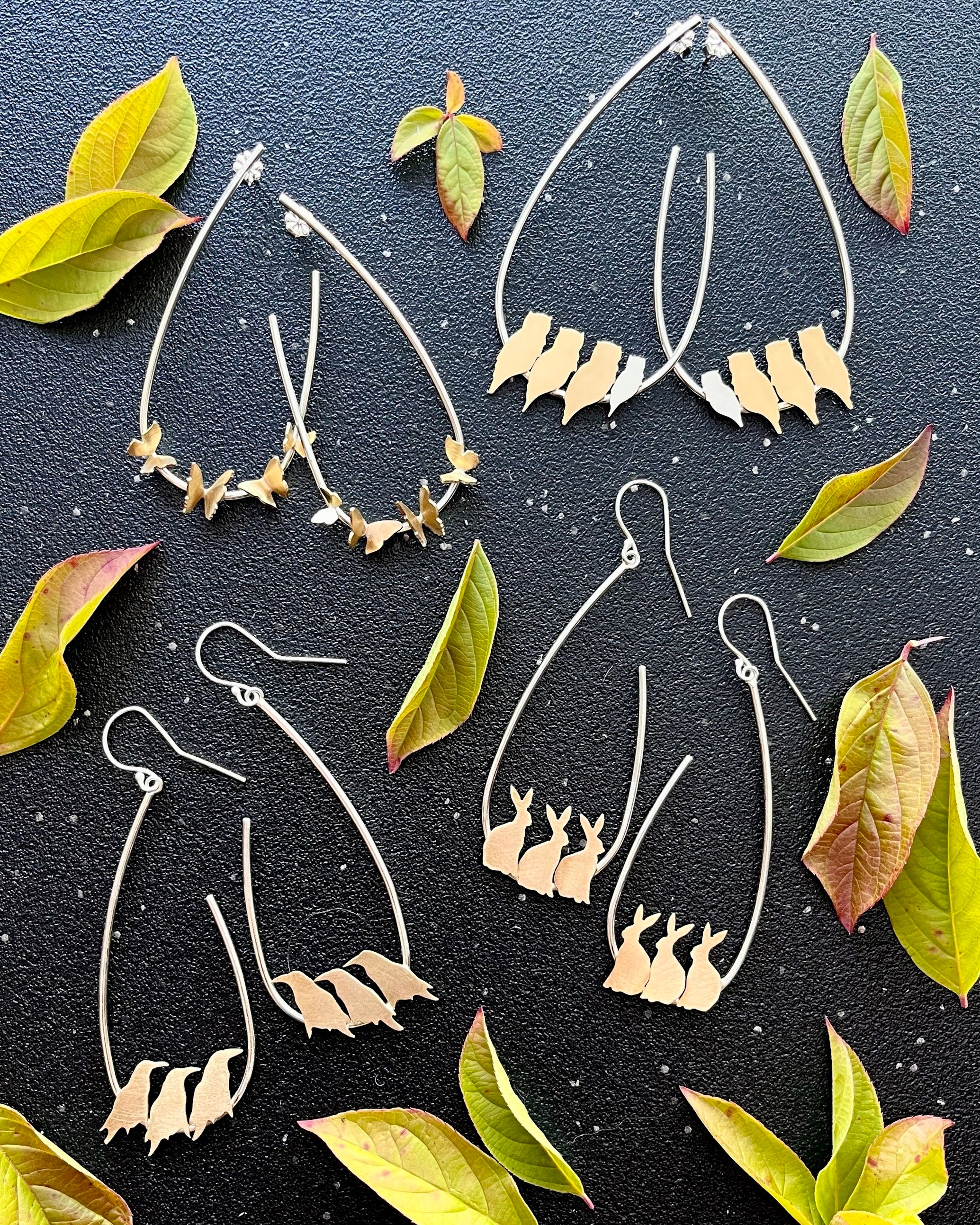 •PARLIAMENT OF OWLS• mixed metal earrings