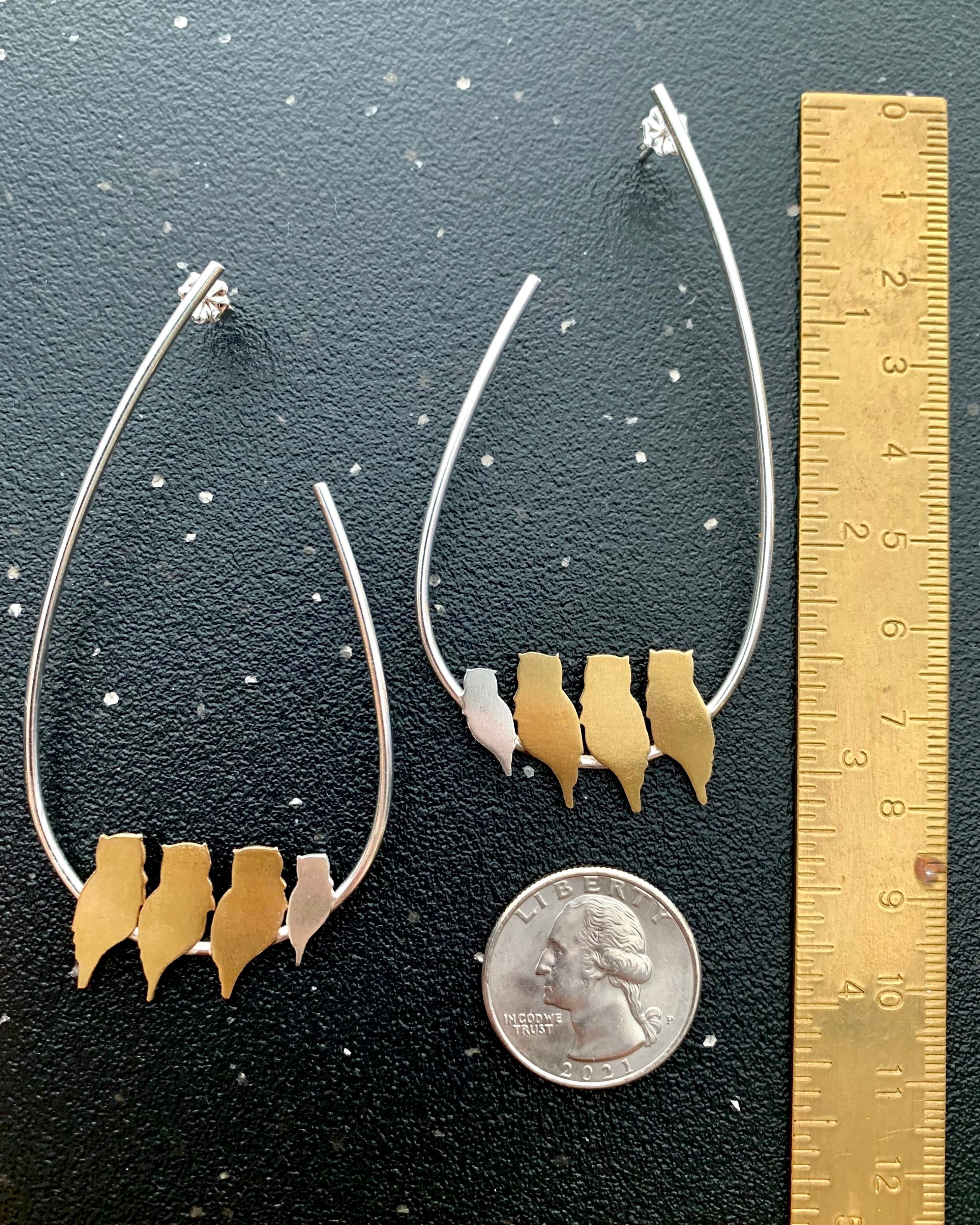 •PARLIAMENT OF OWLS• mixed metal earrings