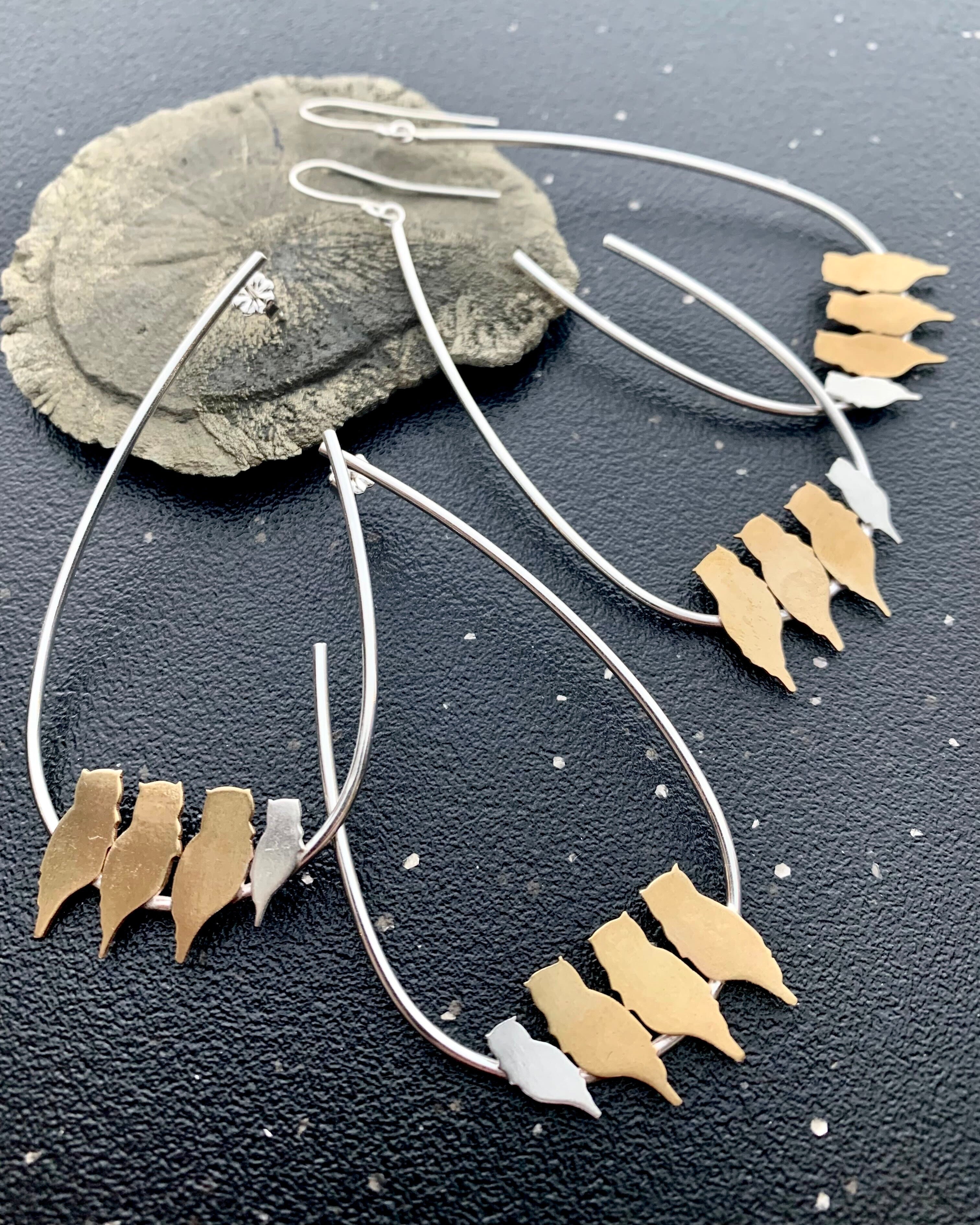 •PARLIAMENT OF OWLS• mixed metal earrings