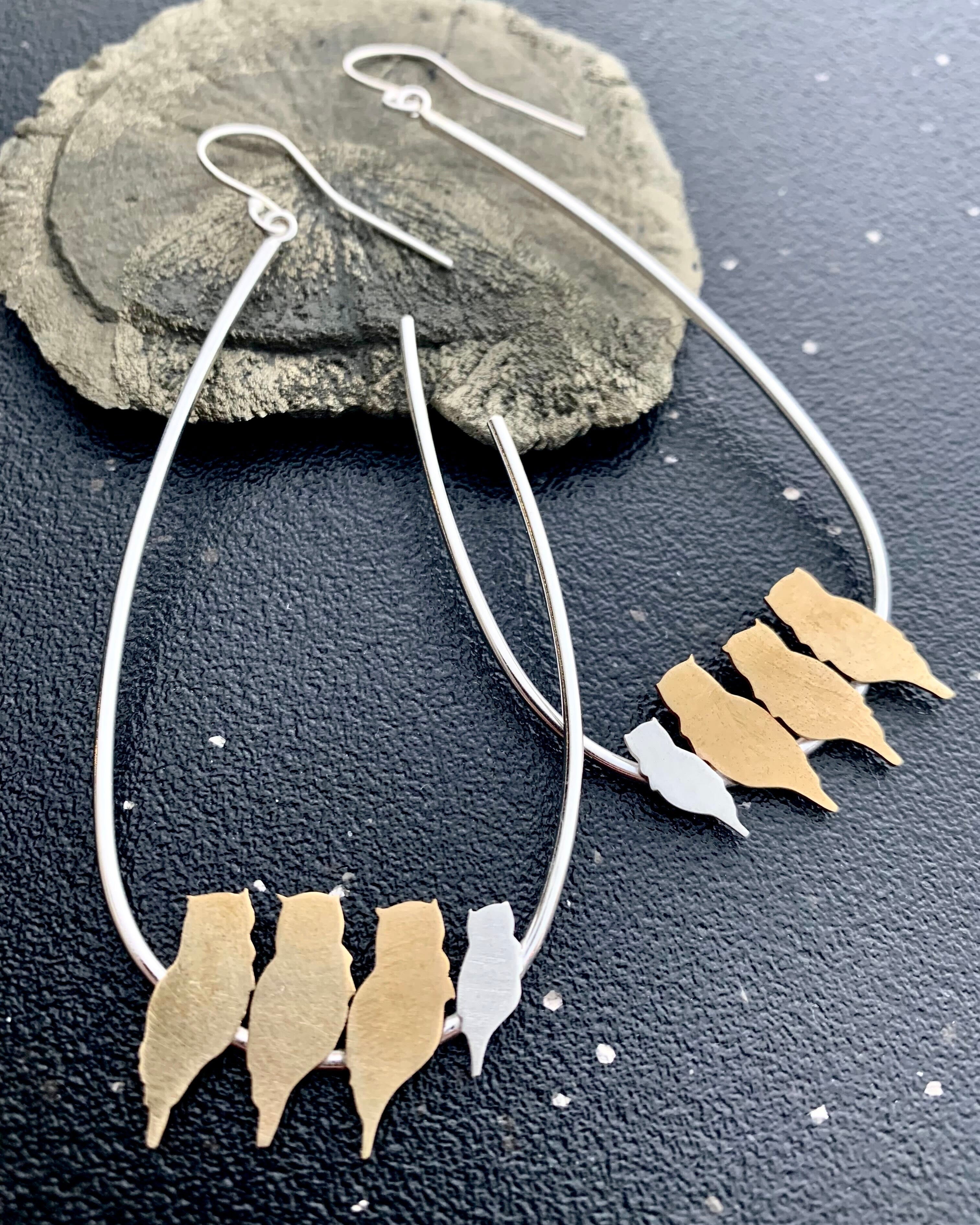 •PARLIAMENT OF OWLS• mixed metal earrings