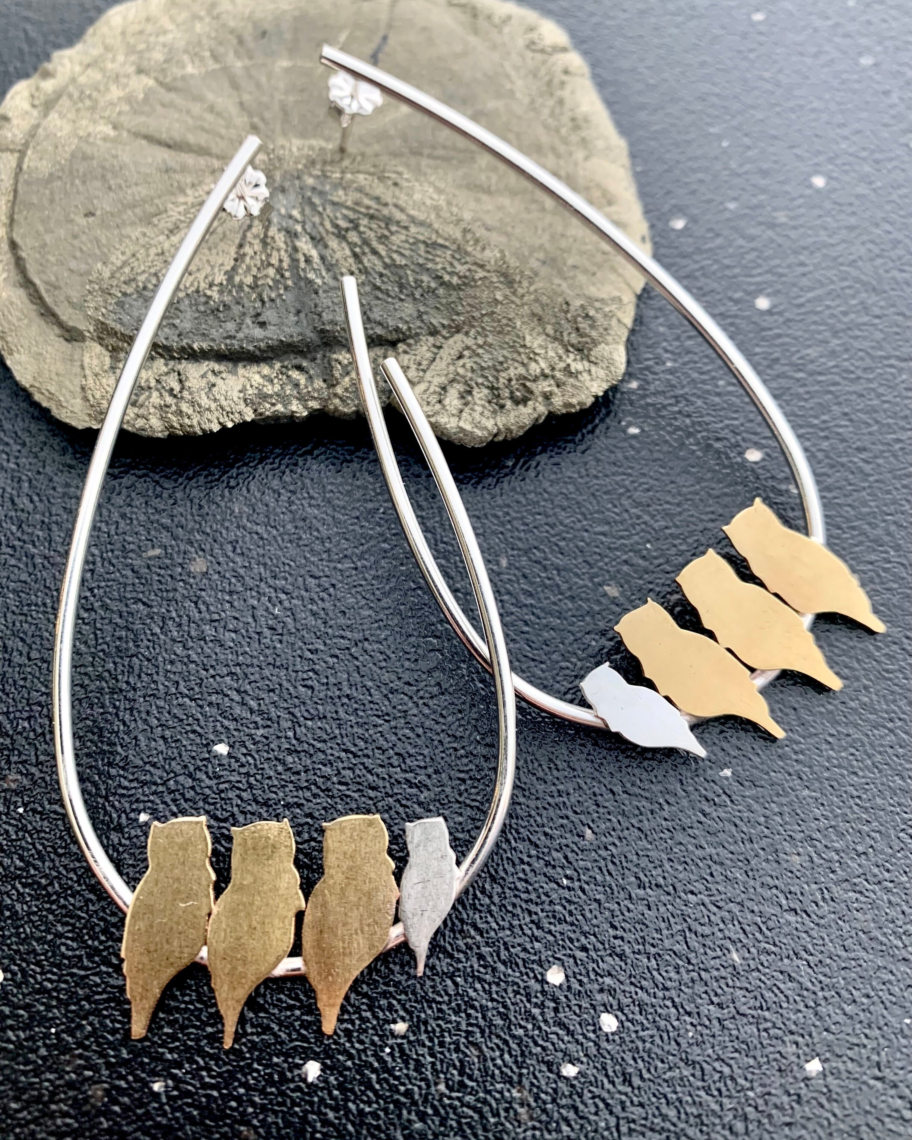 •PARLIAMENT OF OWLS• mixed metal earrings