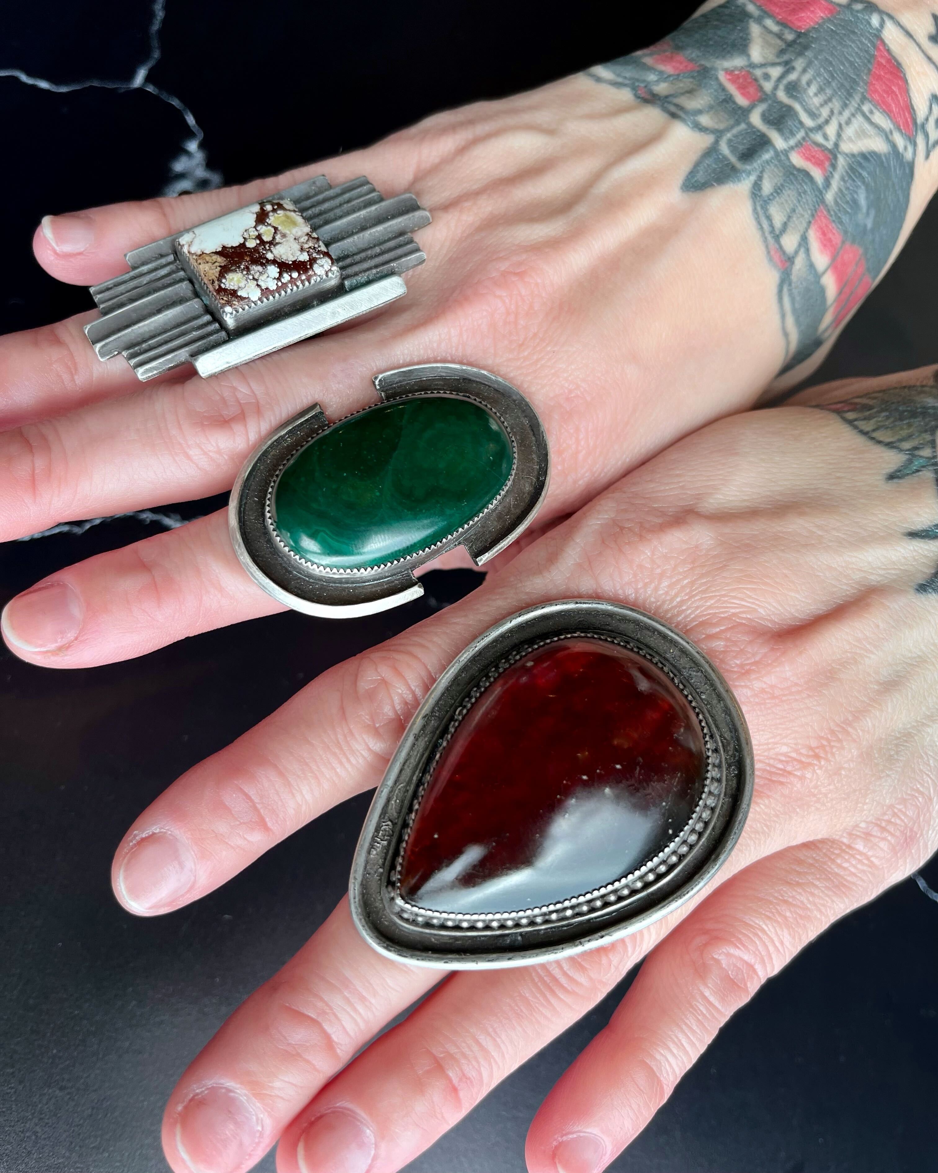 • HONEY DROP • amber + silver ring