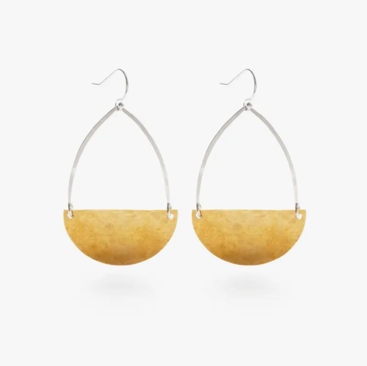 •SMALL SEMICIRCLE•  mixed metal dangle earrings