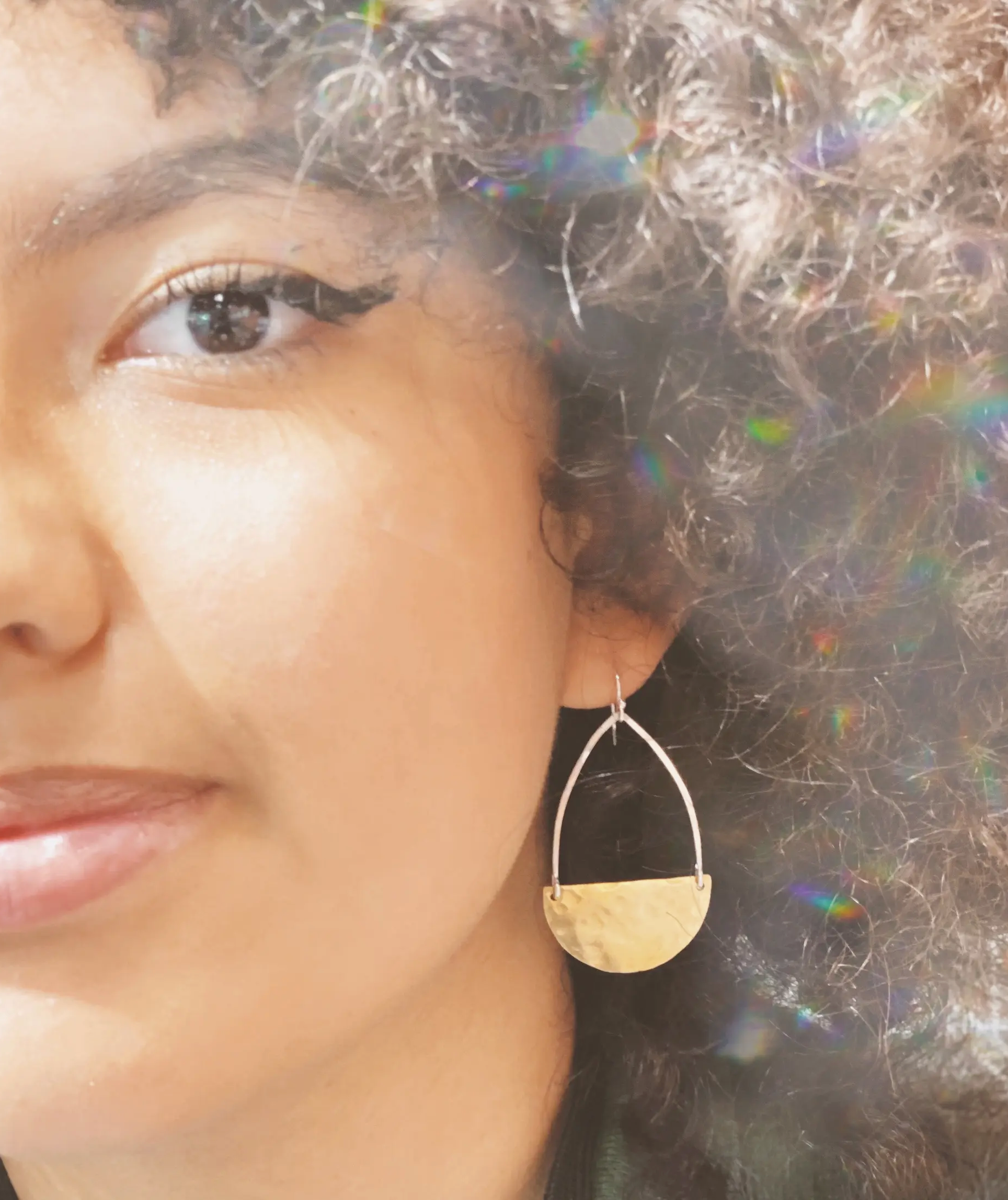 •SMALL SEMICIRCLE• mixed metal dangle earrings