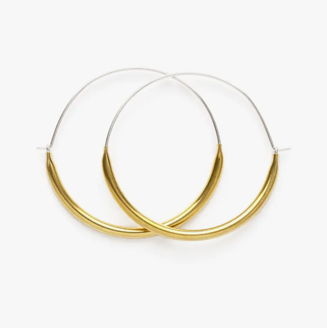 •LARGE TUBE HOOPS• mixed metal hoop earrings