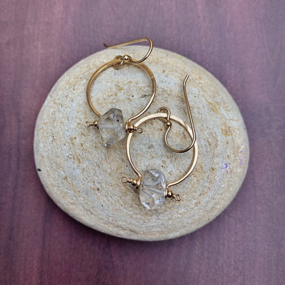 •FRAME• chunky herkimer + gold earrings