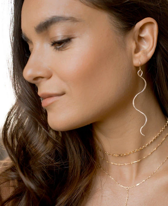 • SIDEWINDER • SILVER OR GOLD SNAKE EARRINGS