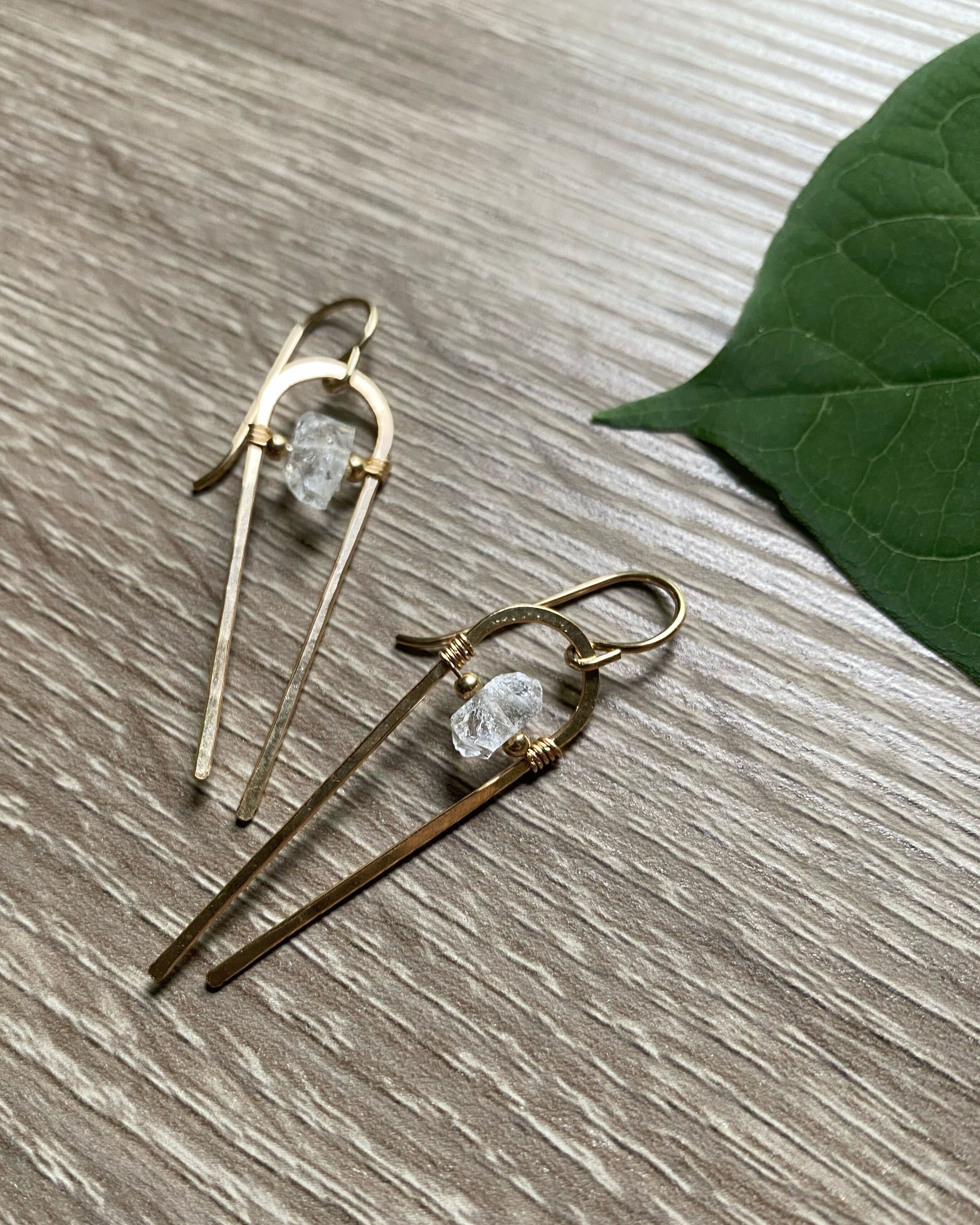 • COMET • herkimer gold earrings