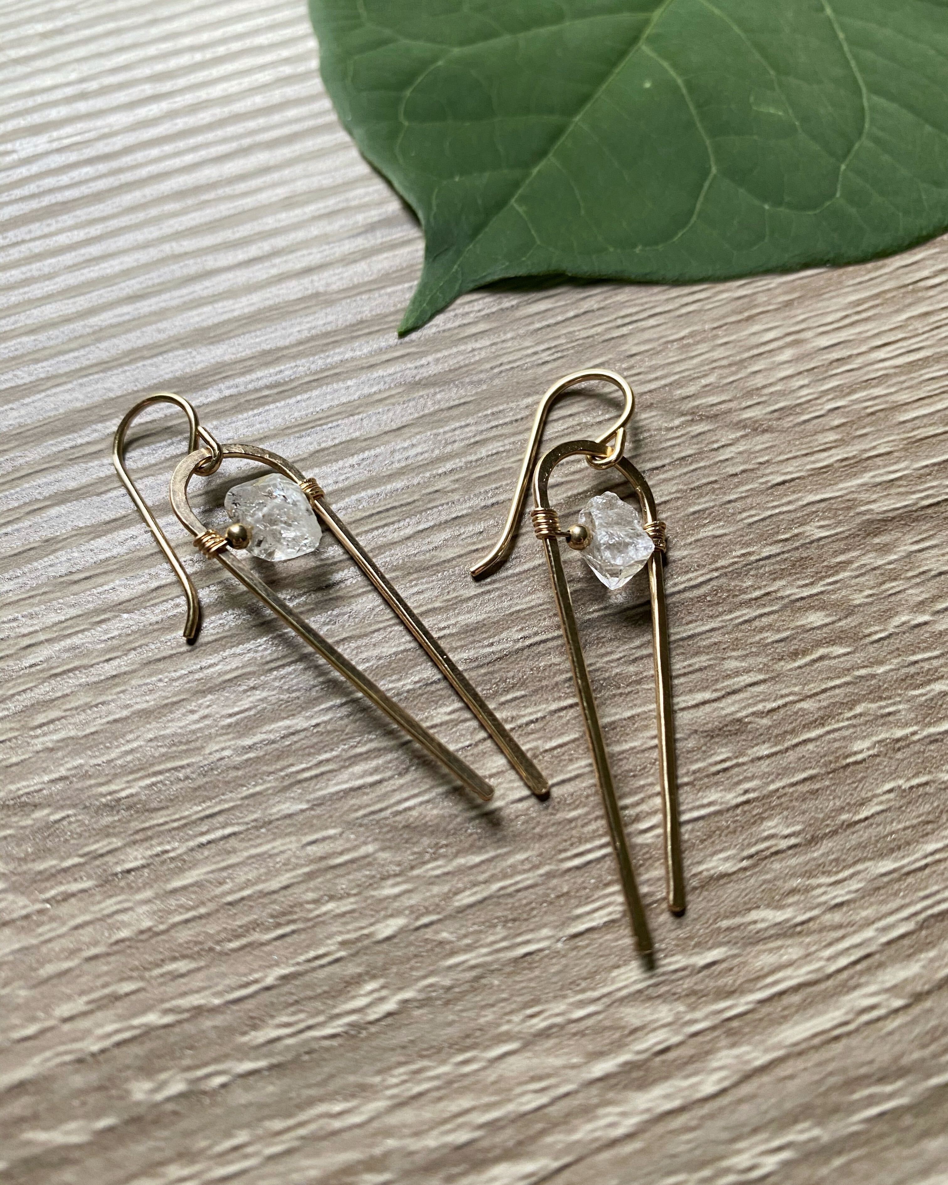 • COMET • herkimer gold earrings