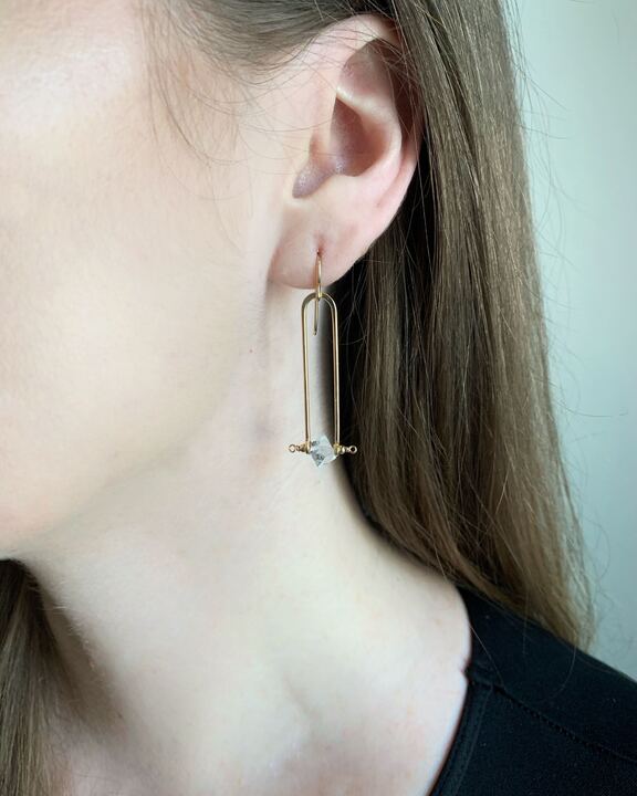 • STRAIGHT FRAME • herkimer gold earrings