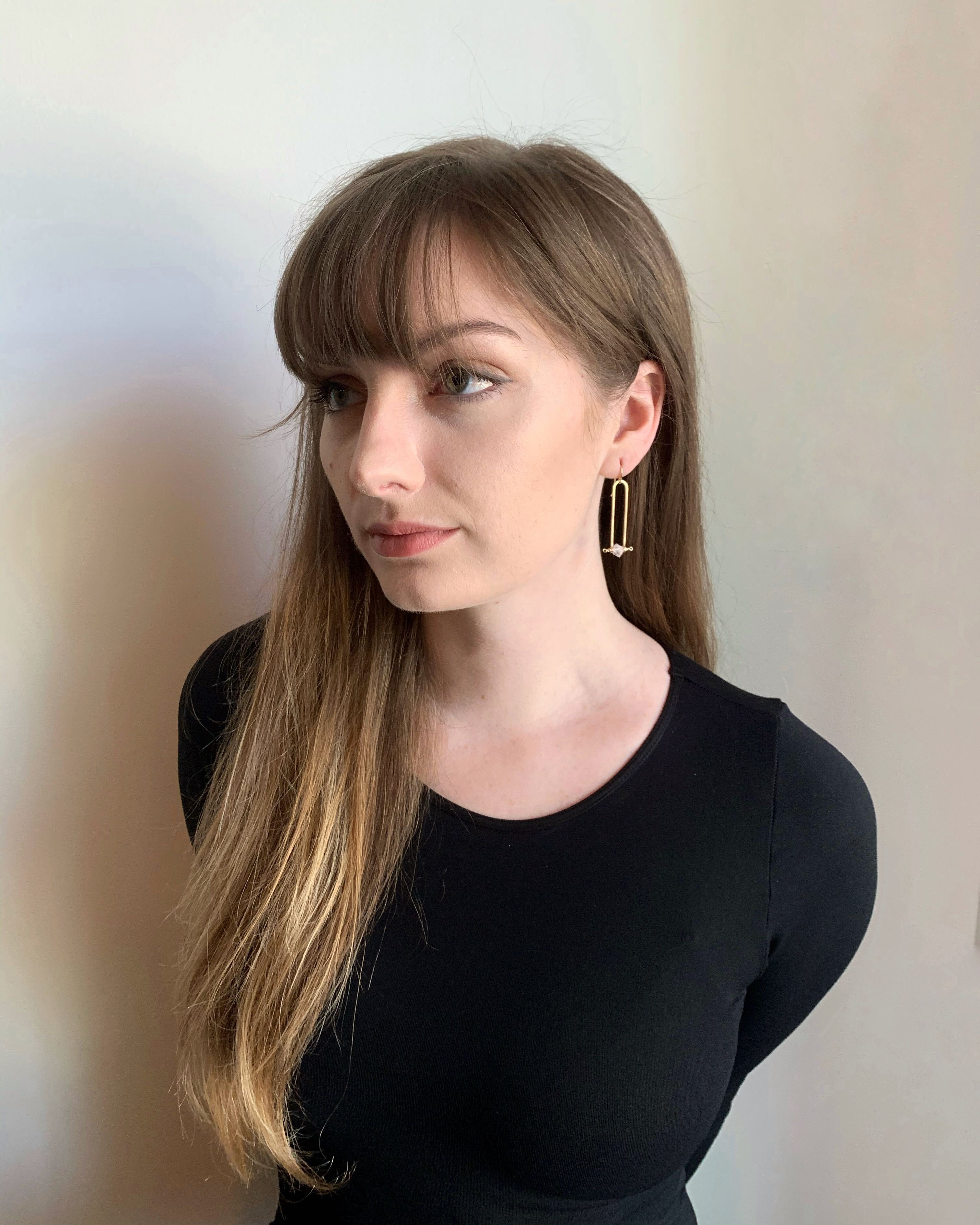 • STRAIGHT FRAME • herkimer gold earrings