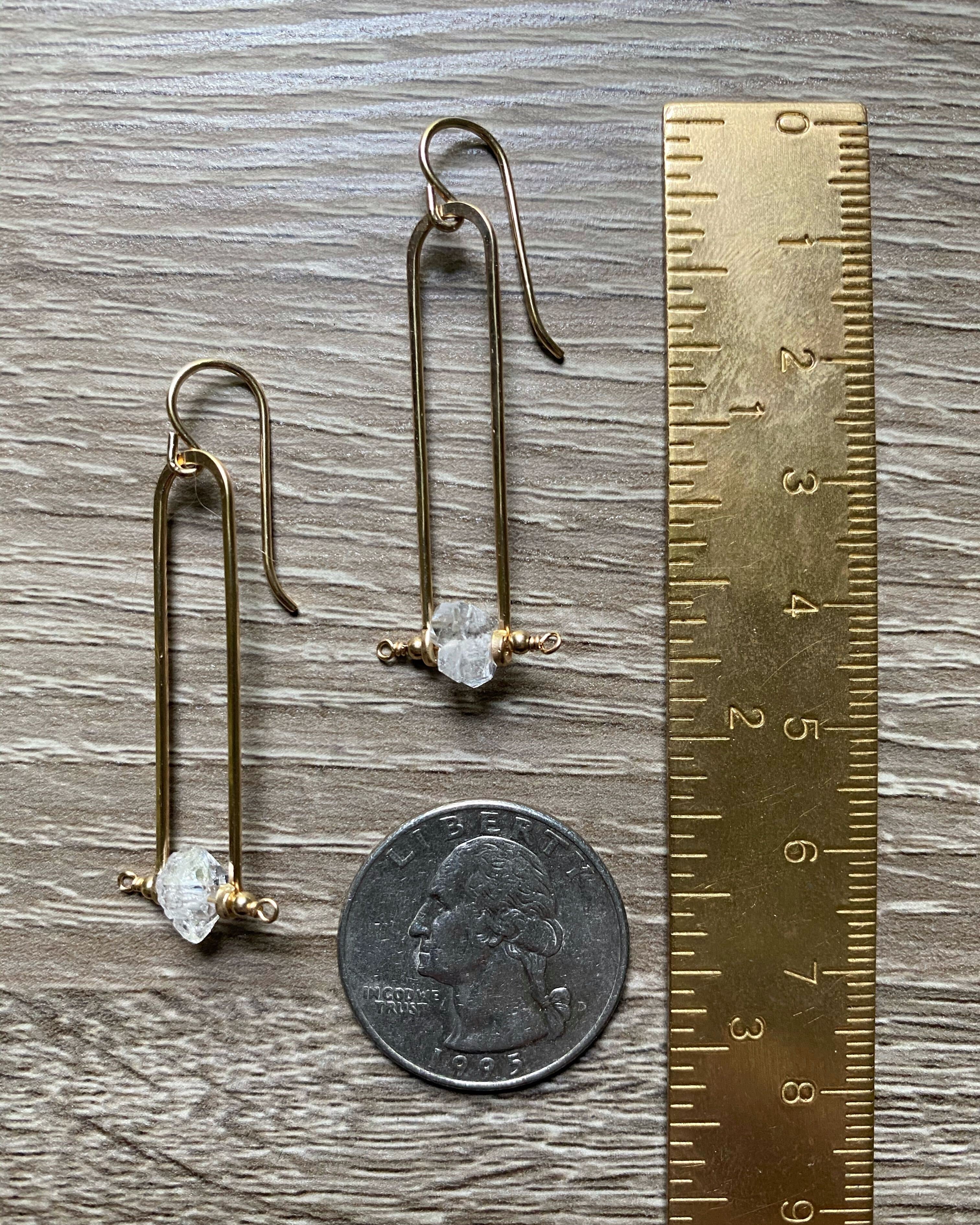 • STRAIGHT FRAME • herkimer gold earrings