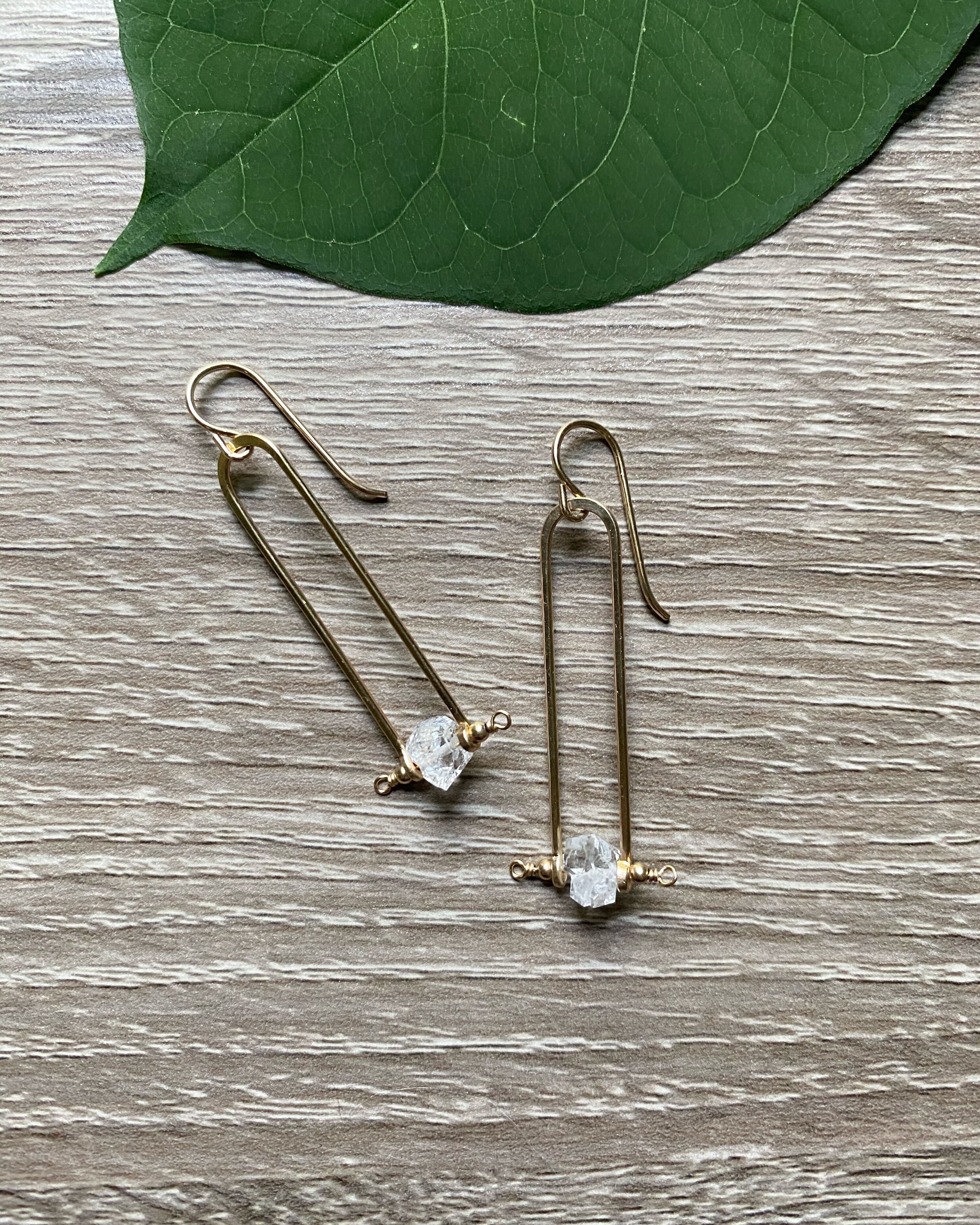 • STRAIGHT FRAME • herkimer gold earrings