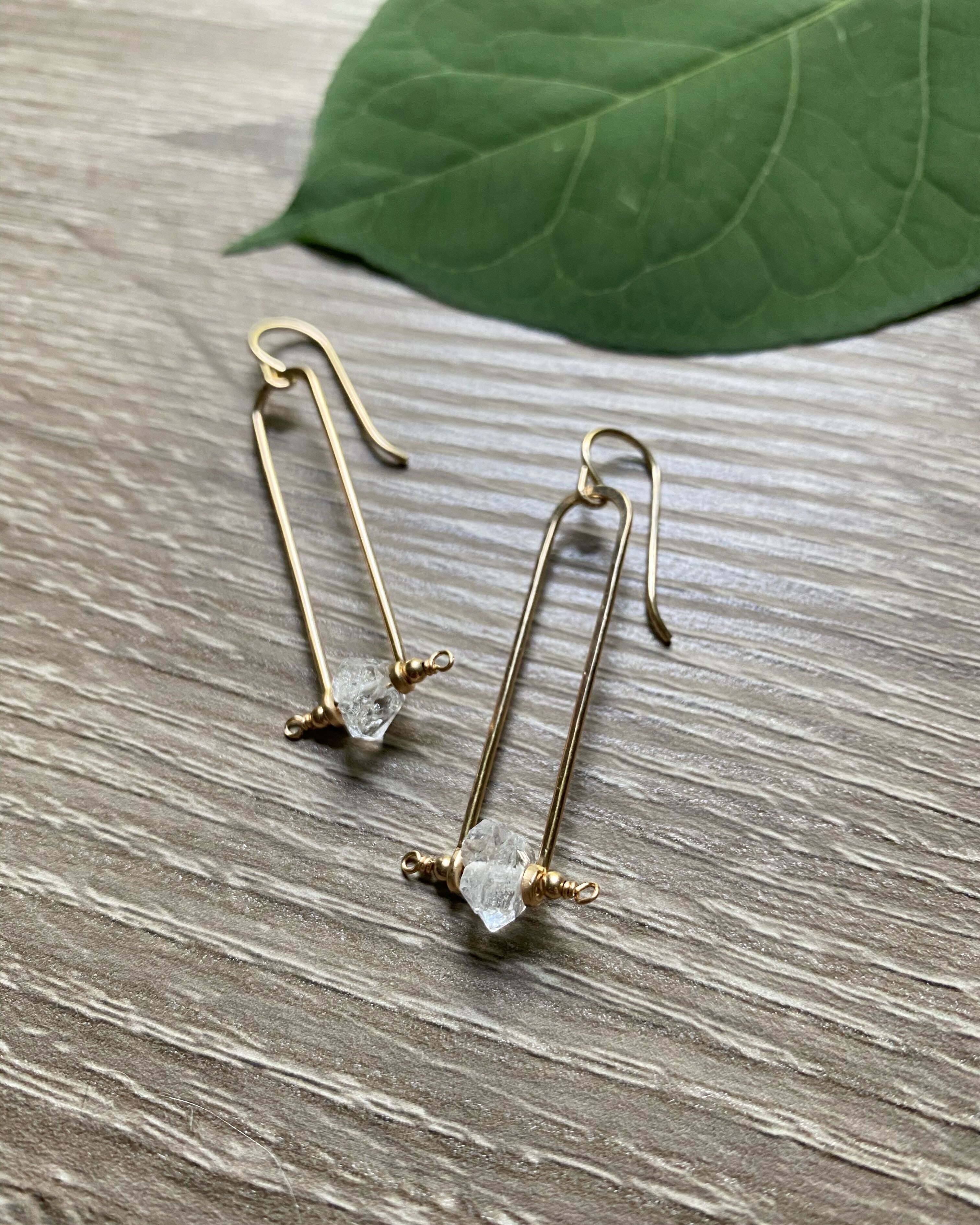 • STRAIGHT FRAME • herkimer gold earrings