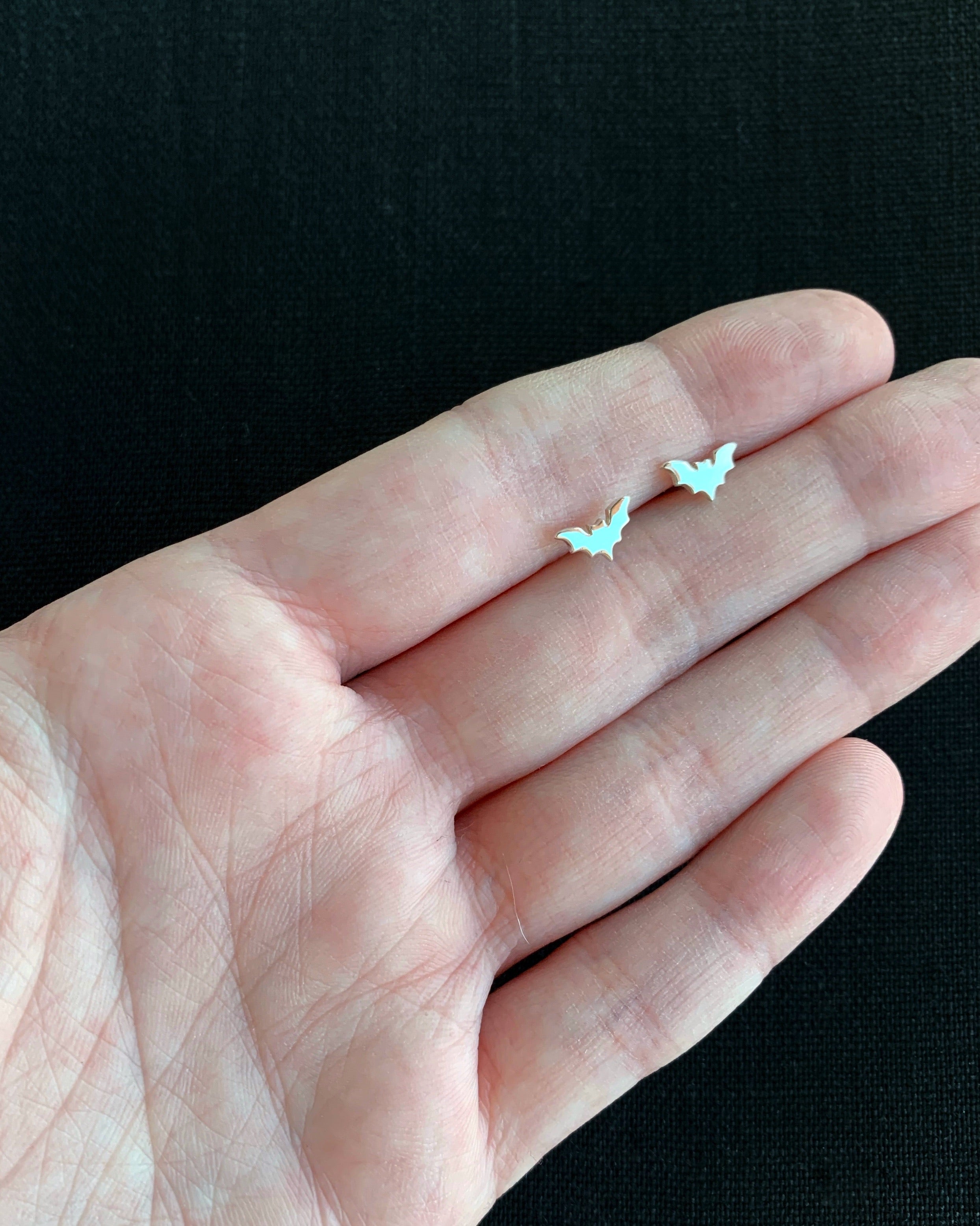 •SMALL FLAT BAT• recycled silver stud earrings