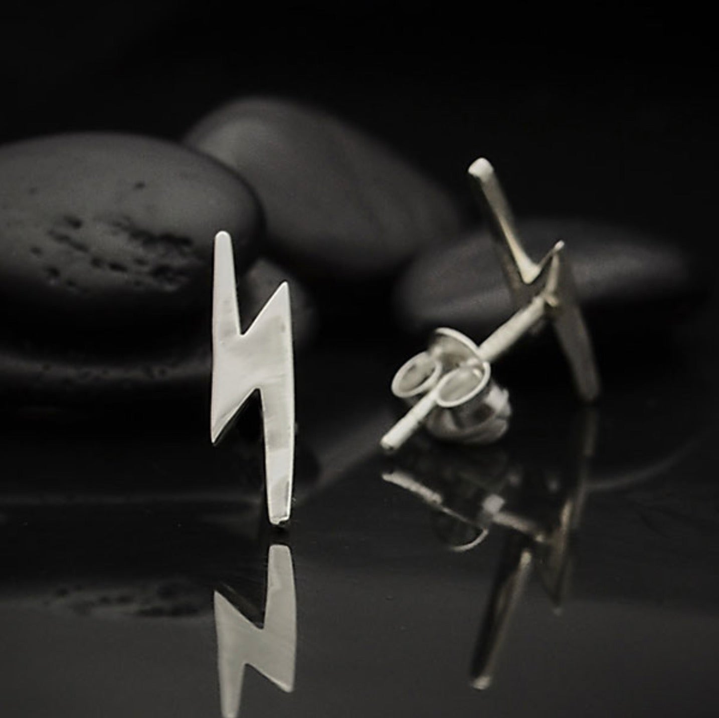 •LIL' LIGHTNING BOLT• recycled silver stud earrings