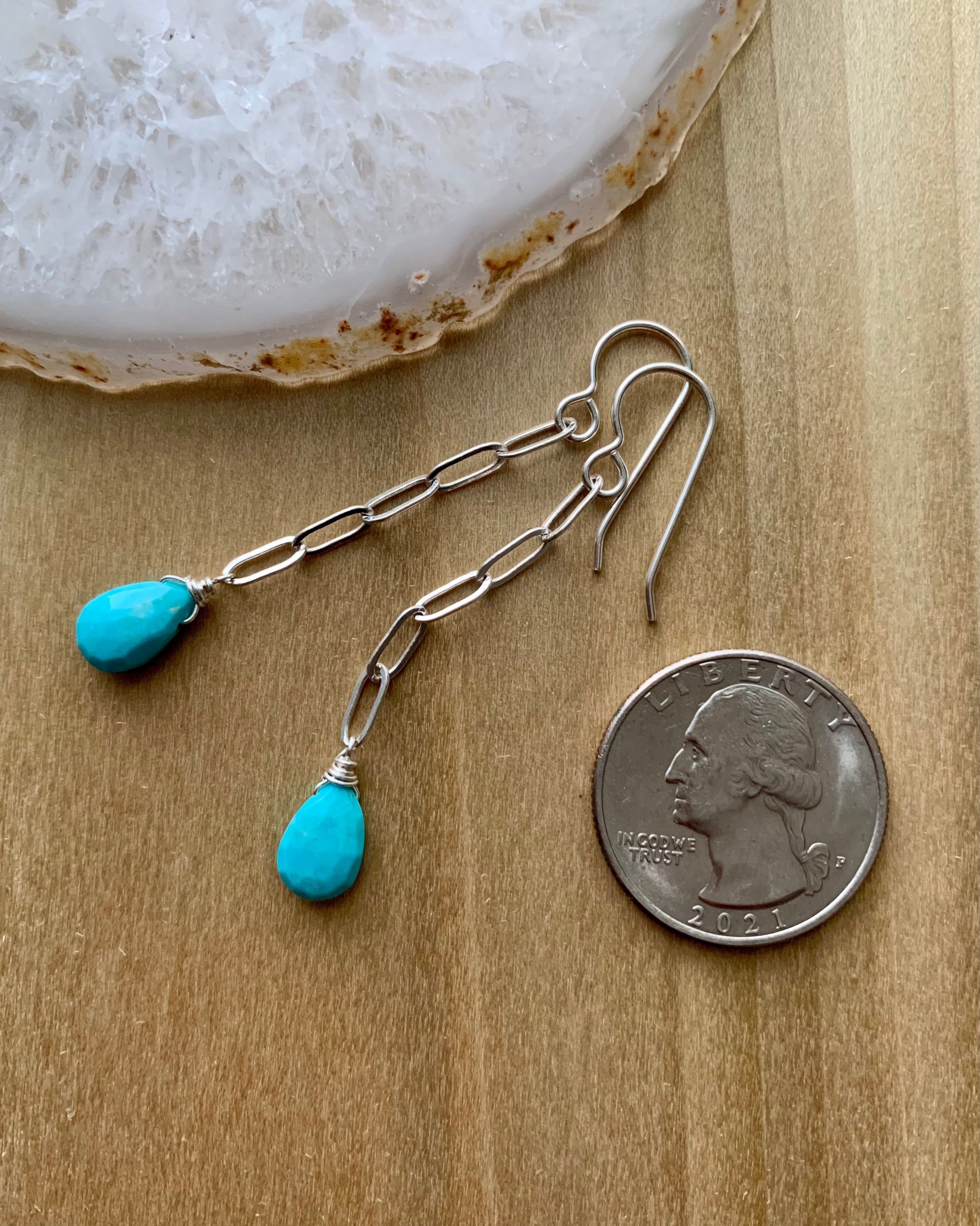 • LINKED • turquoise + silver dangle earrings