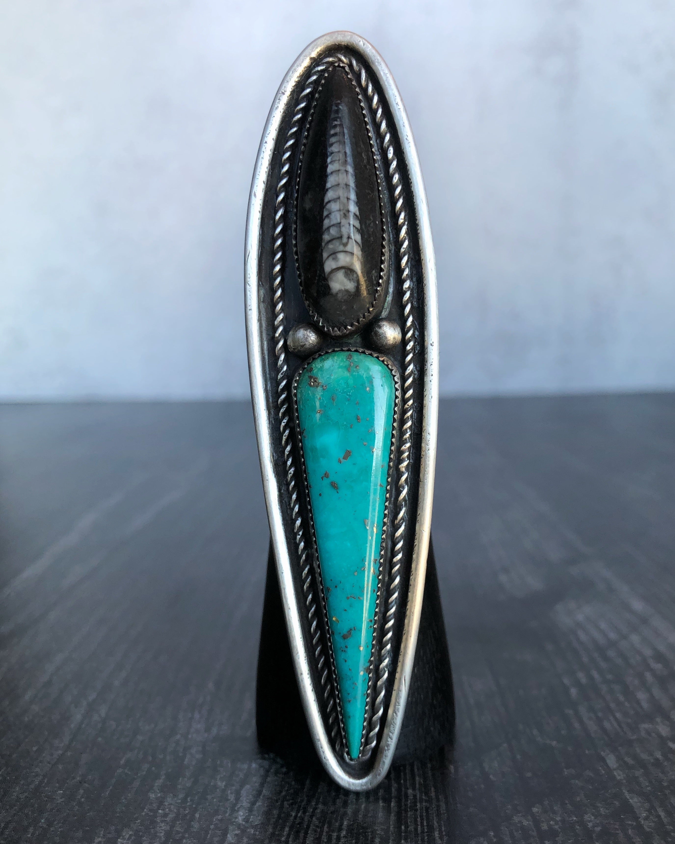 turquoise orthoceras ring