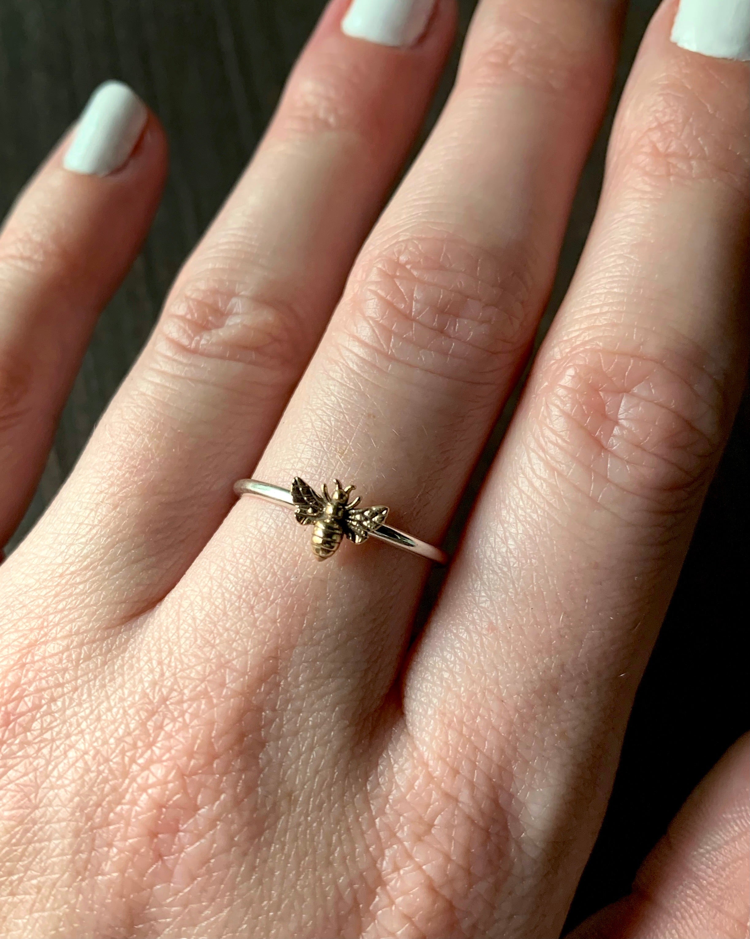 •TINY BEE• recycled silver + bronze ring