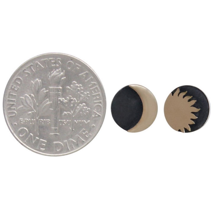 •SUN & MOON• recycled silver & bronze stud earrings