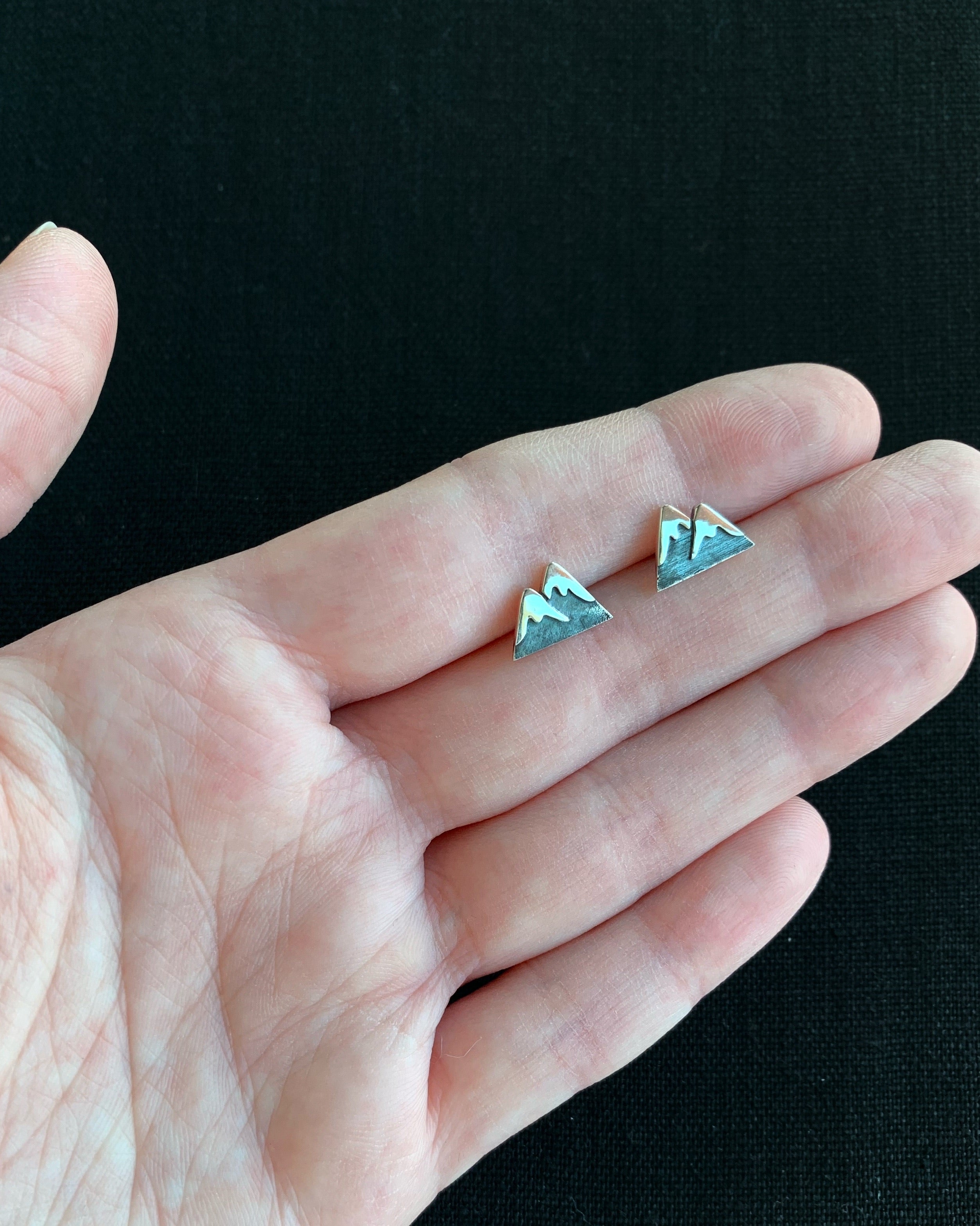 •SNOW CAPPED MOUNTAIN• recycled silver stud earrings